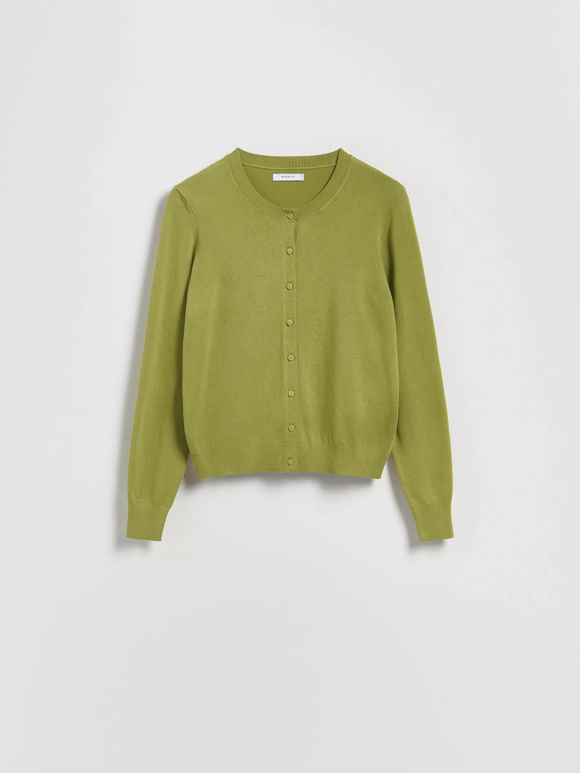 Green Viscose Blend Cardigan, Khaki, medium