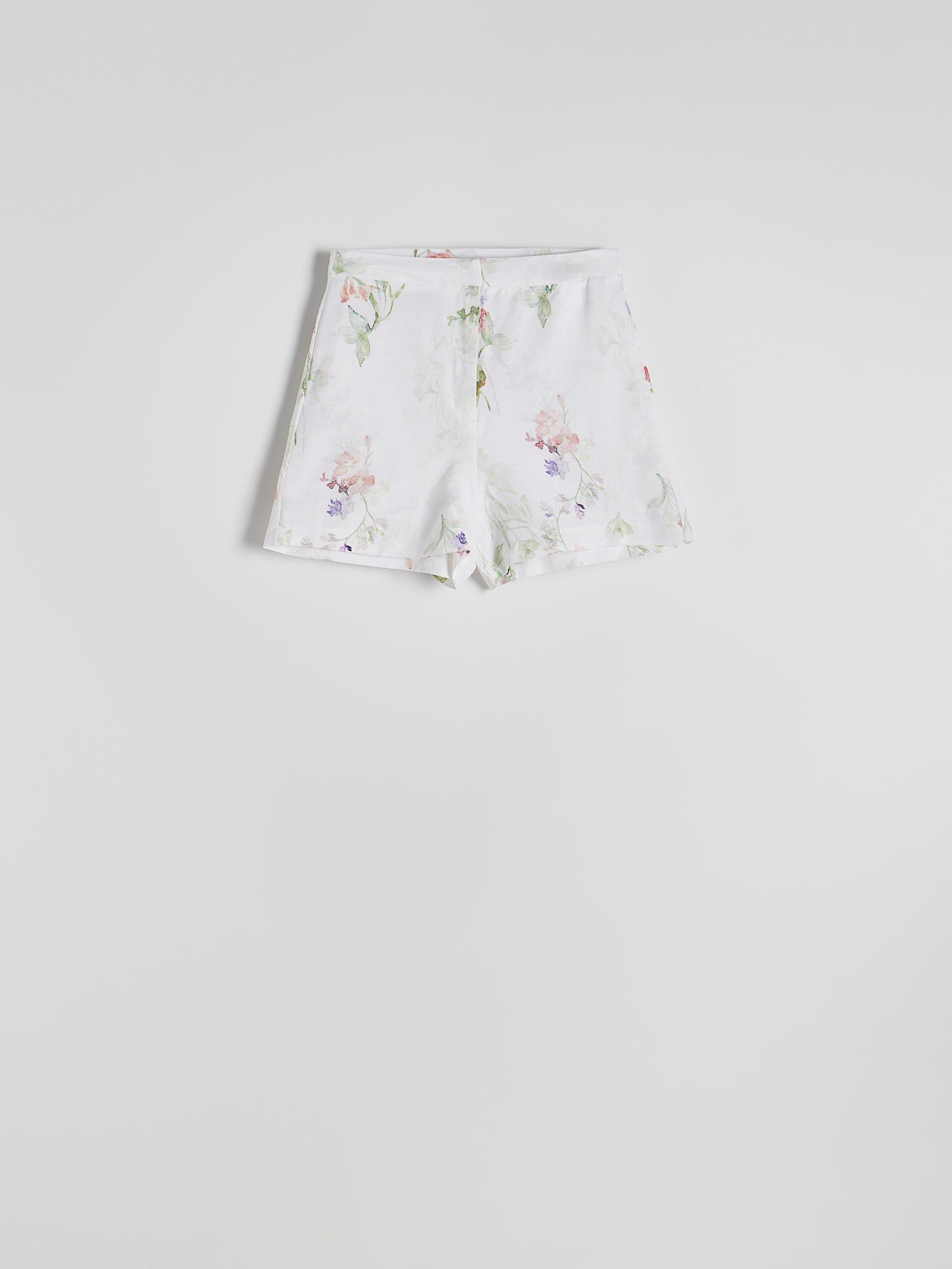Multicolour Patterned Shorts With Linen, , medium