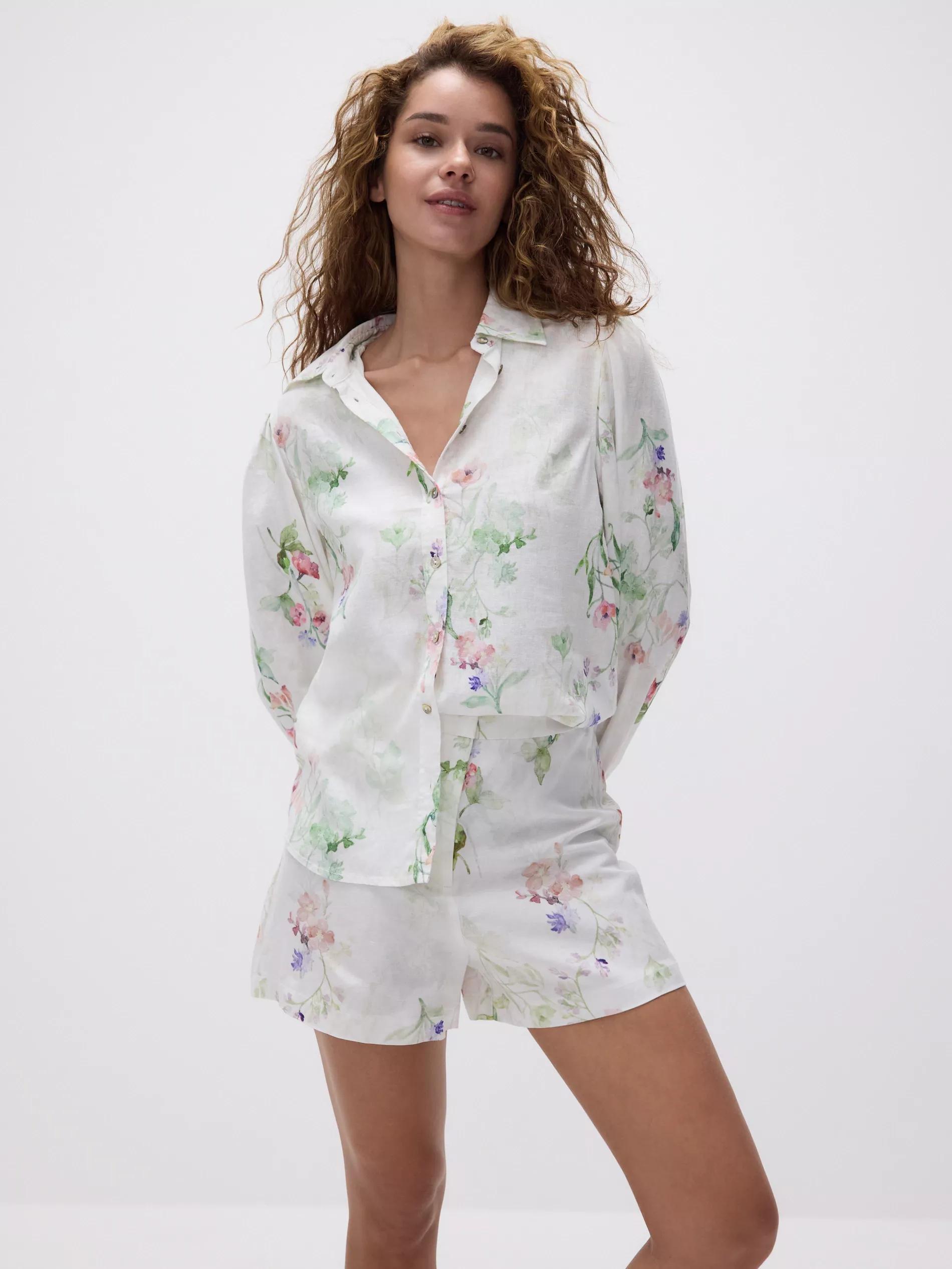 MULTICOLOR Patterned shorts with linen, , large image number 3