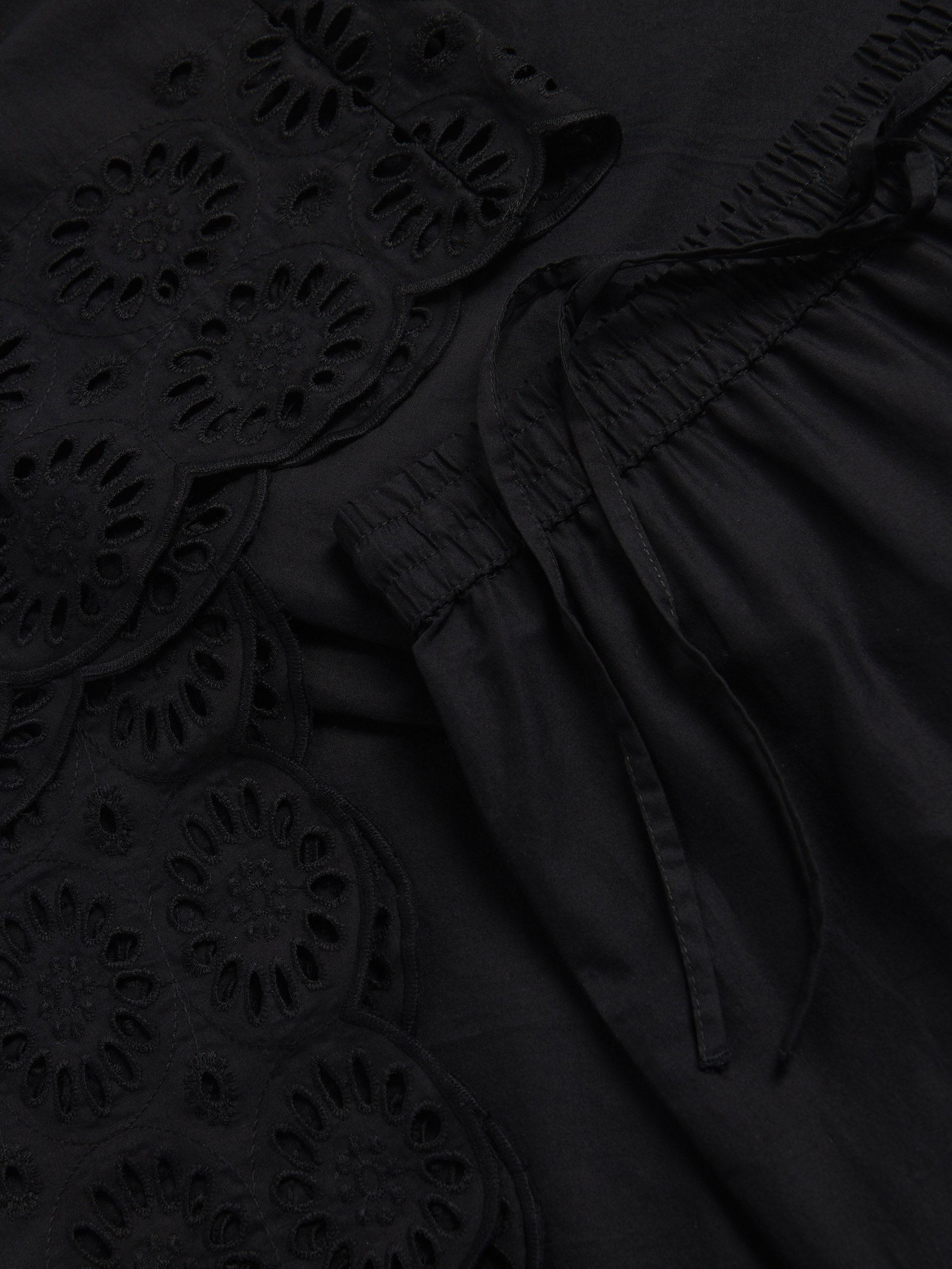 Black Pants With Openwork Trim, Black, medium