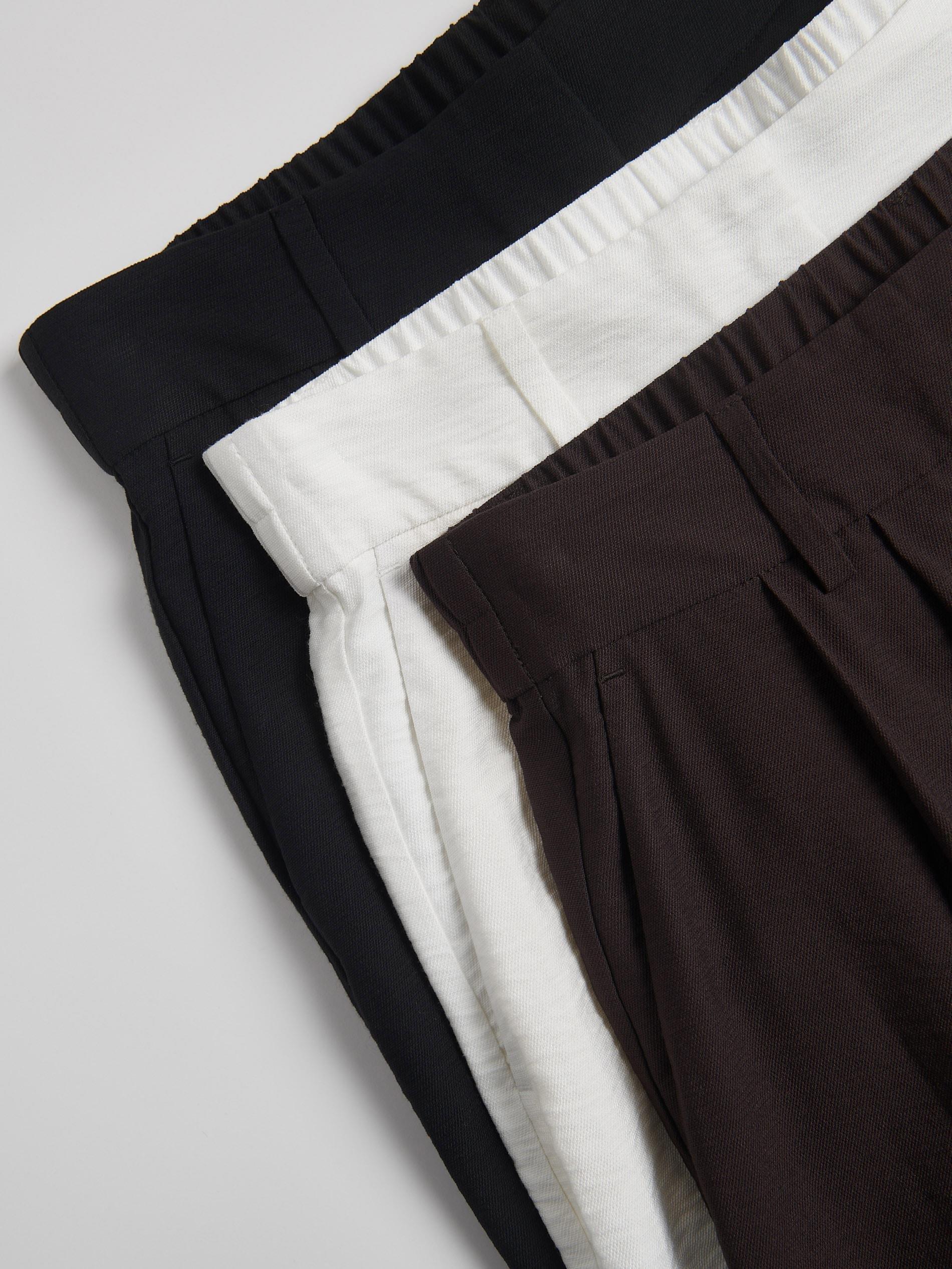 Cream Viscose Rich Shorts, , large image number 4