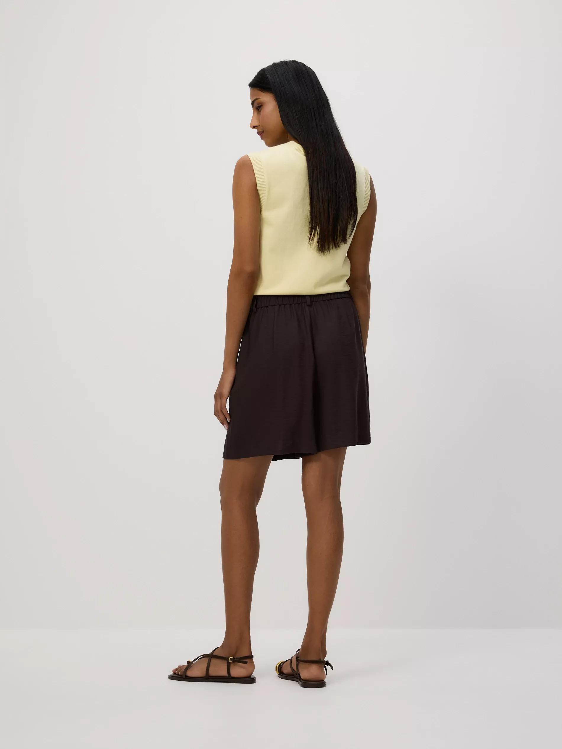 Brown Viscose Rich Shorts, Brown, large image number 1