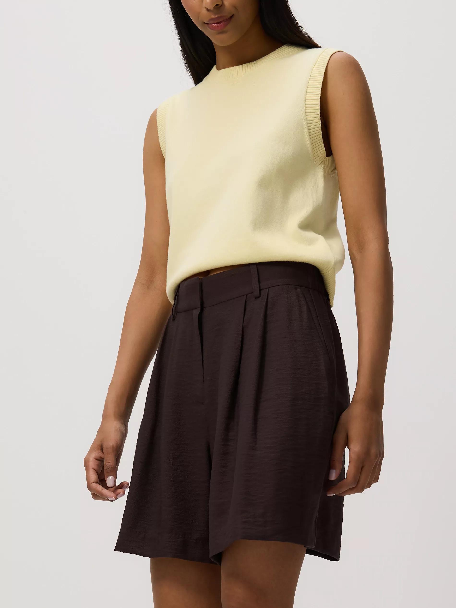 Brown Viscose Rich Shorts, Brown, large image number 2