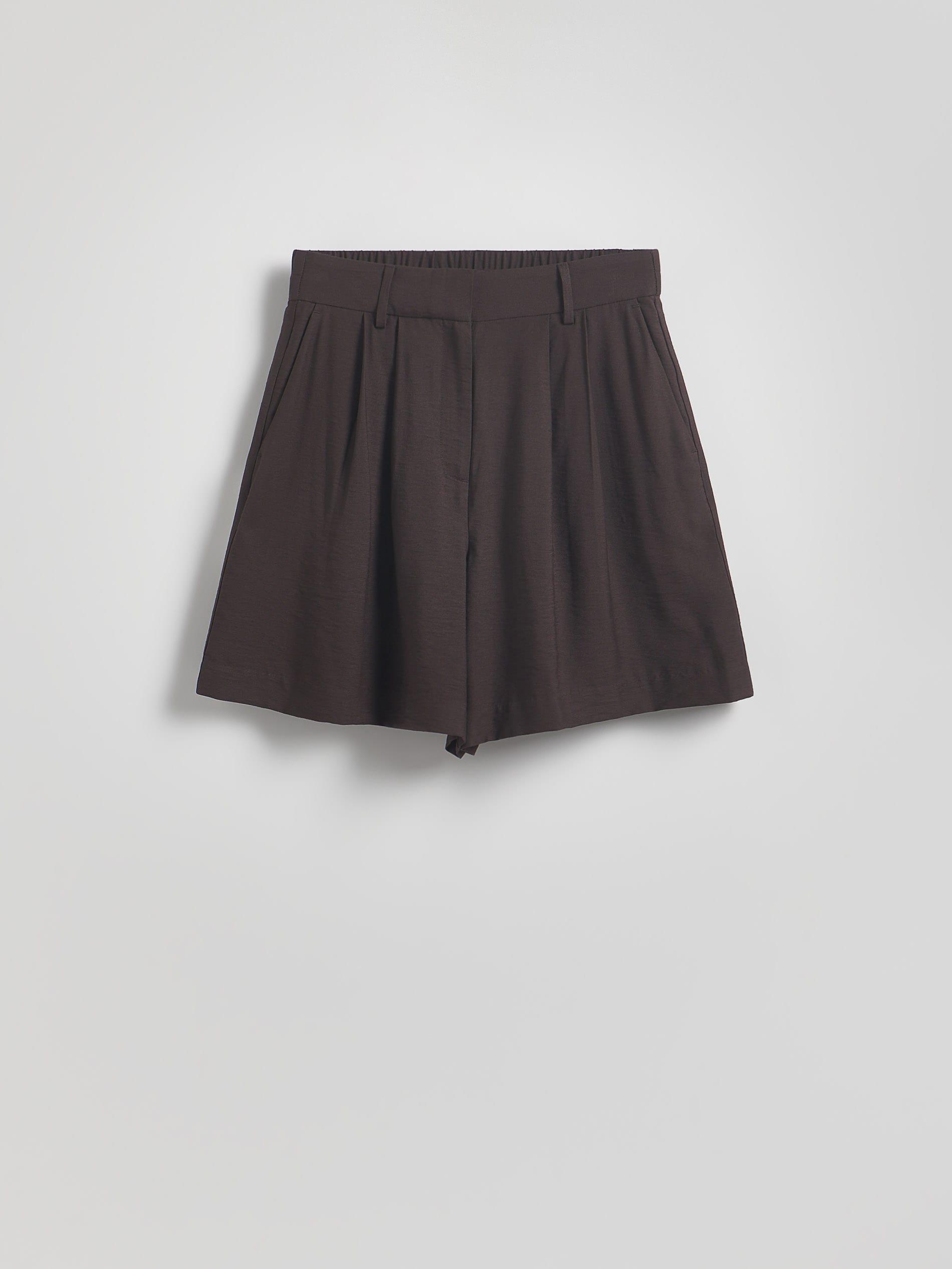 Brown Viscose Rich Shorts, Brown, large image number 4