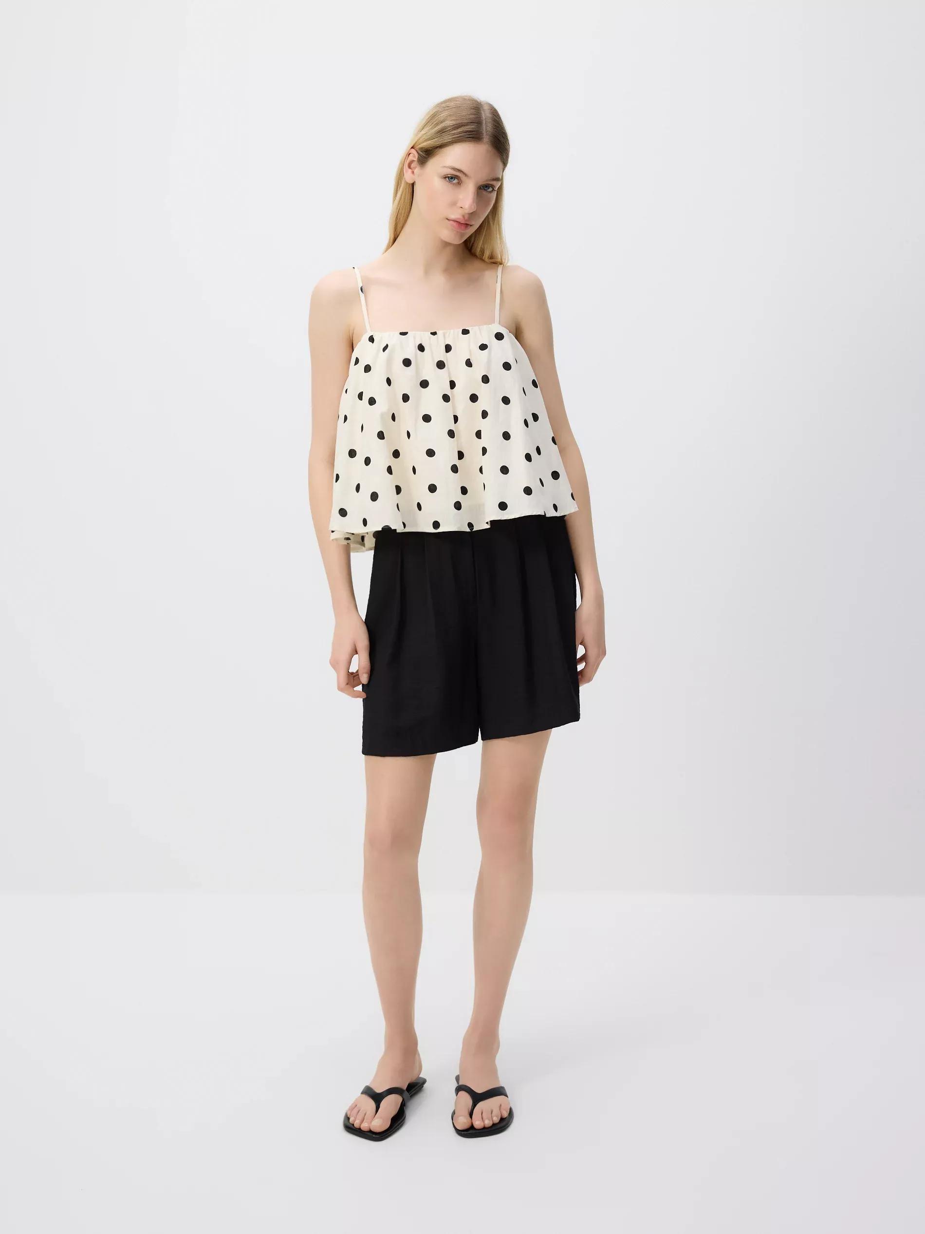 Black Viscose Rich Shorts, Black, large image number 0