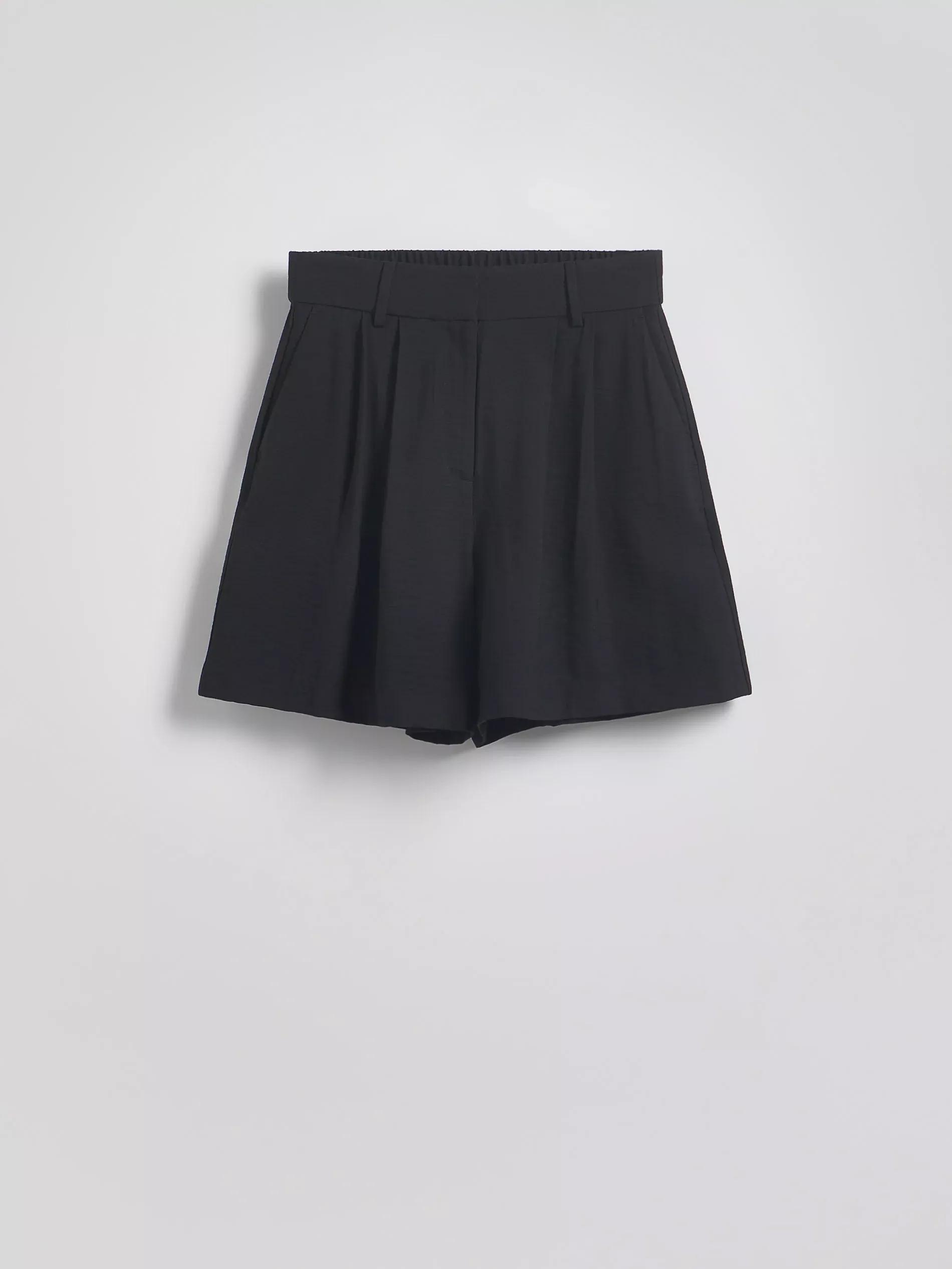 Black Viscose Rich Shorts, Black, large image number 3