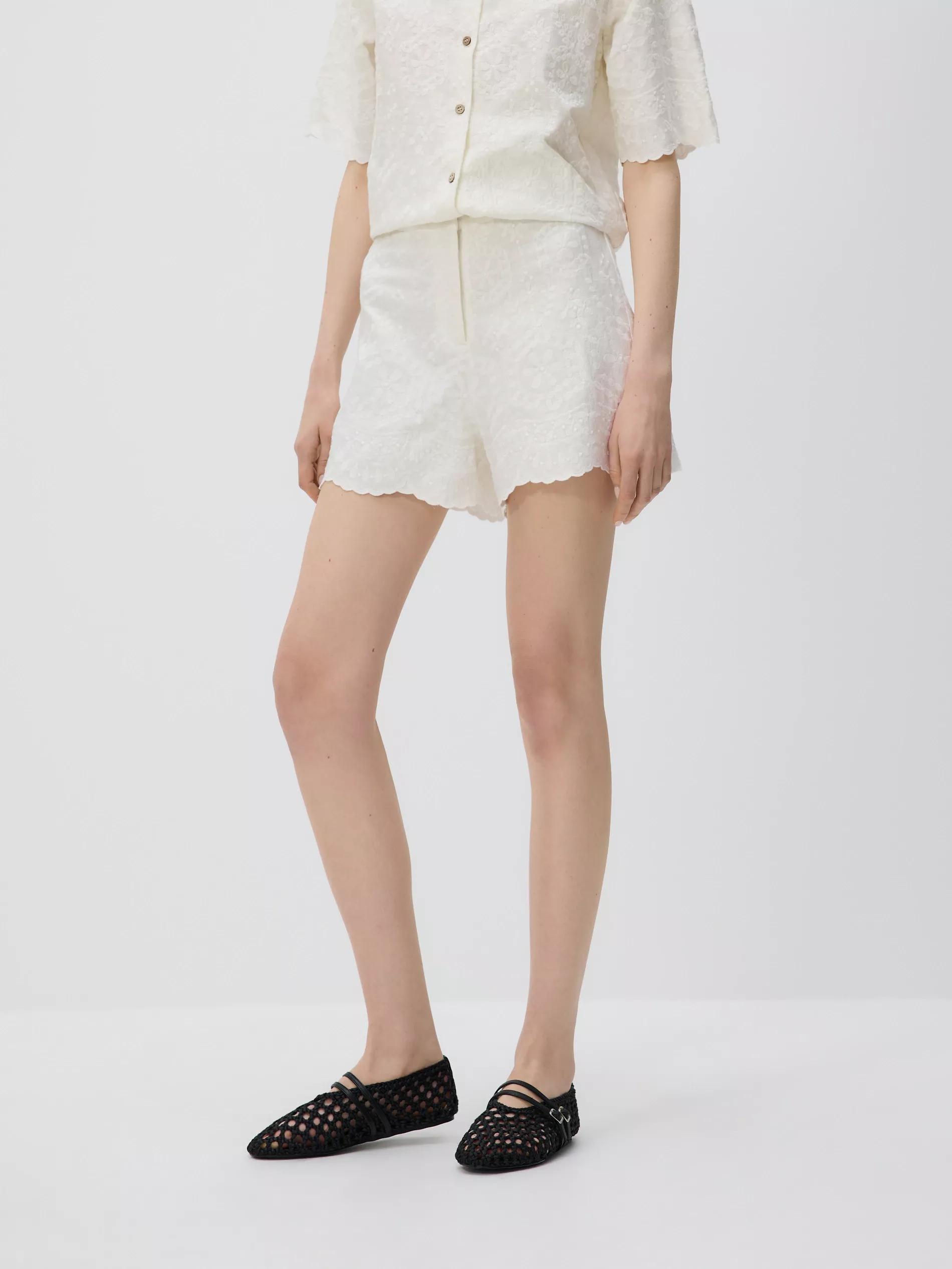 Cream Shorts With Embroidery, , large image number 2