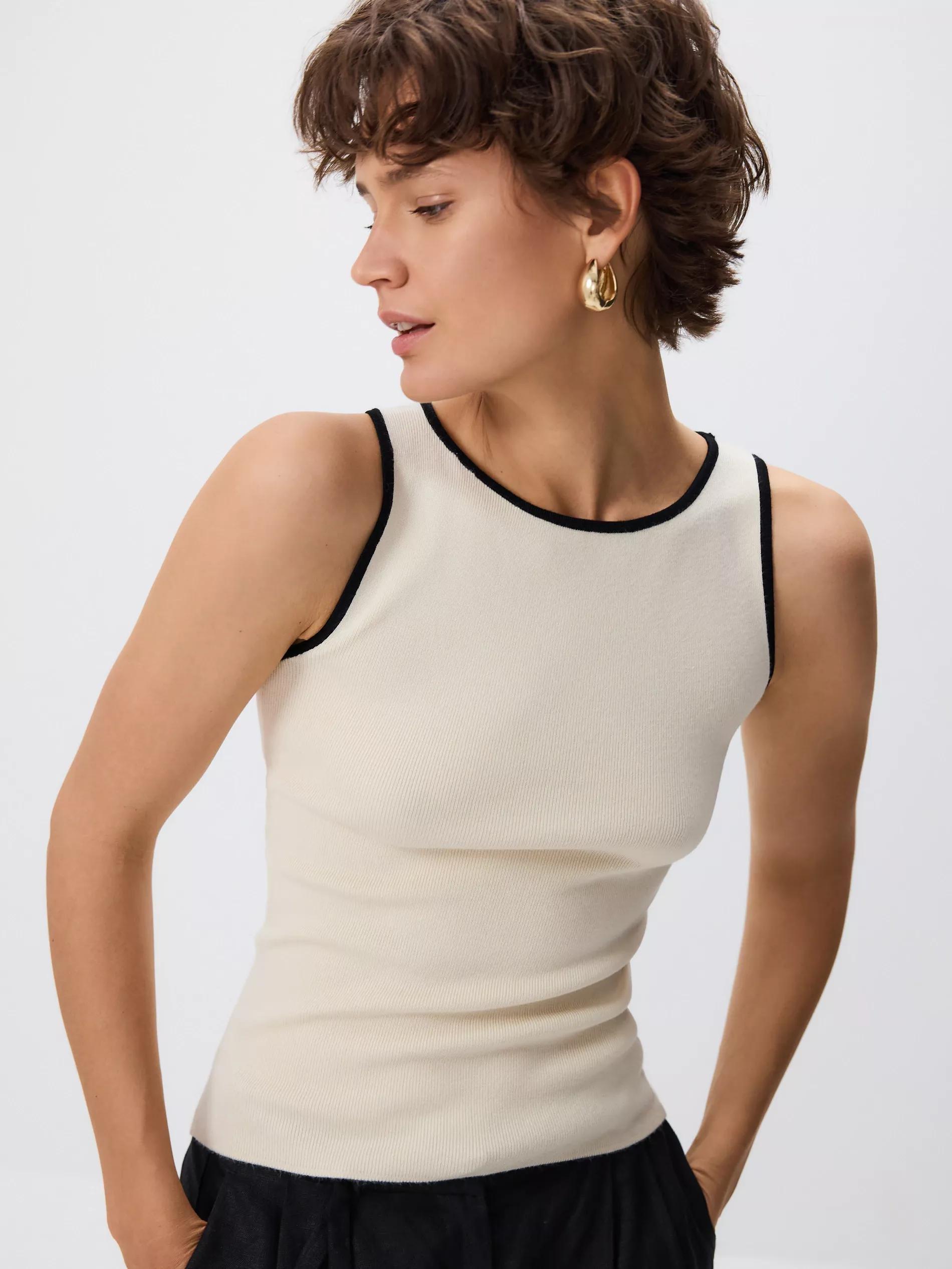 Viscose rich top, Ivory, medium