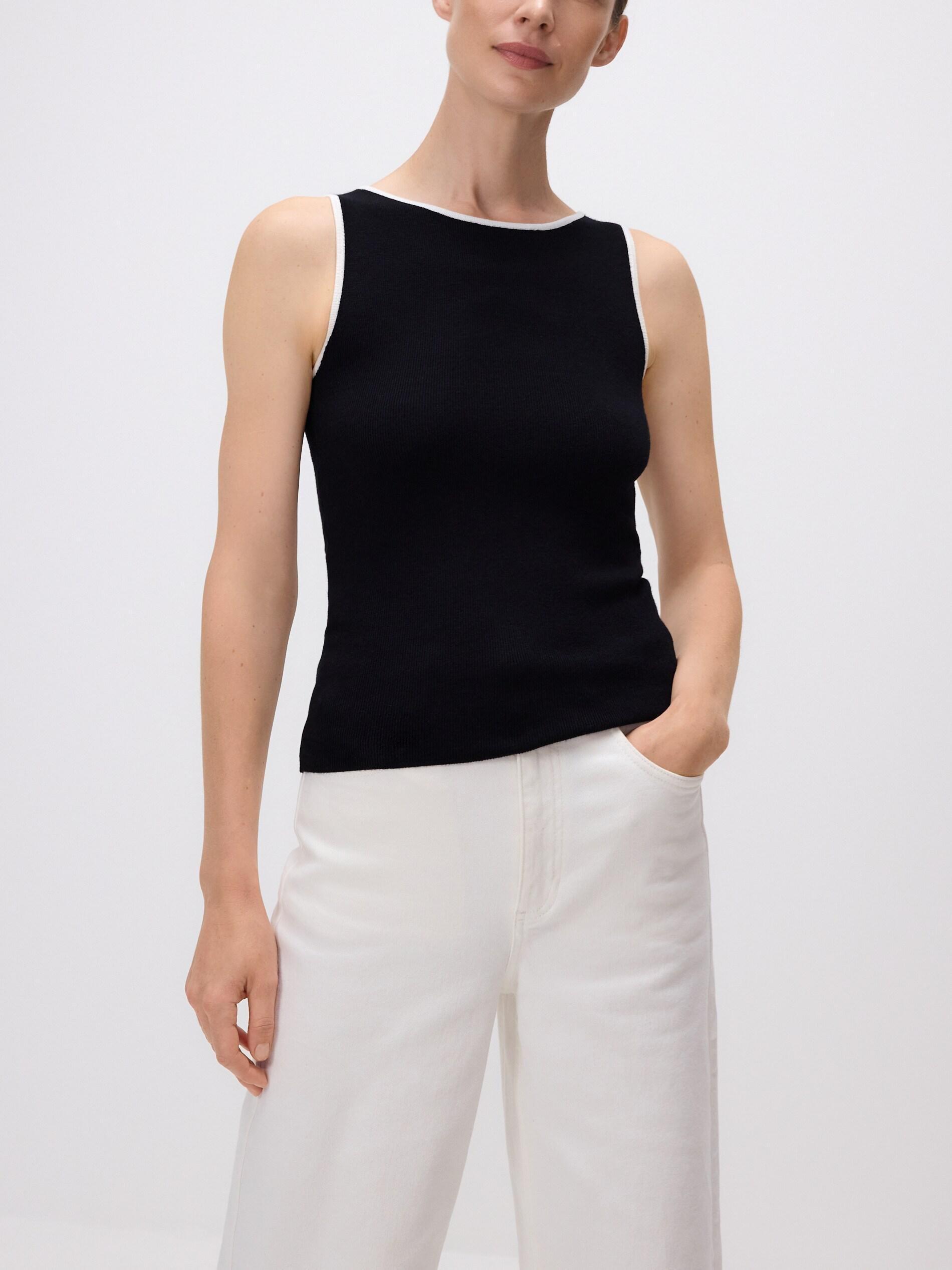 Black Viscose Rich Top, Black, medium