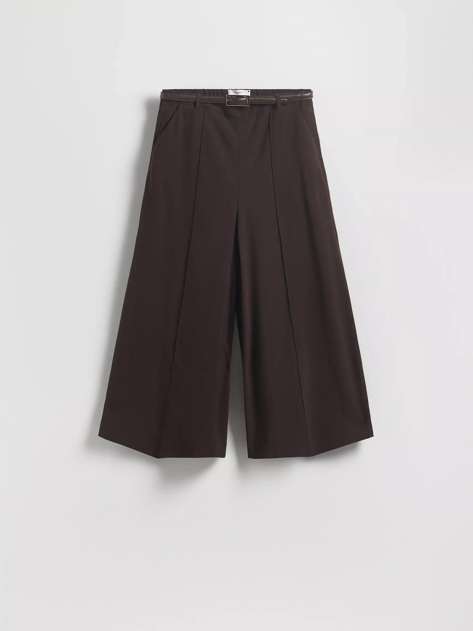 Brown Modal Rich Culotte Trousers, Brown, large image number 3