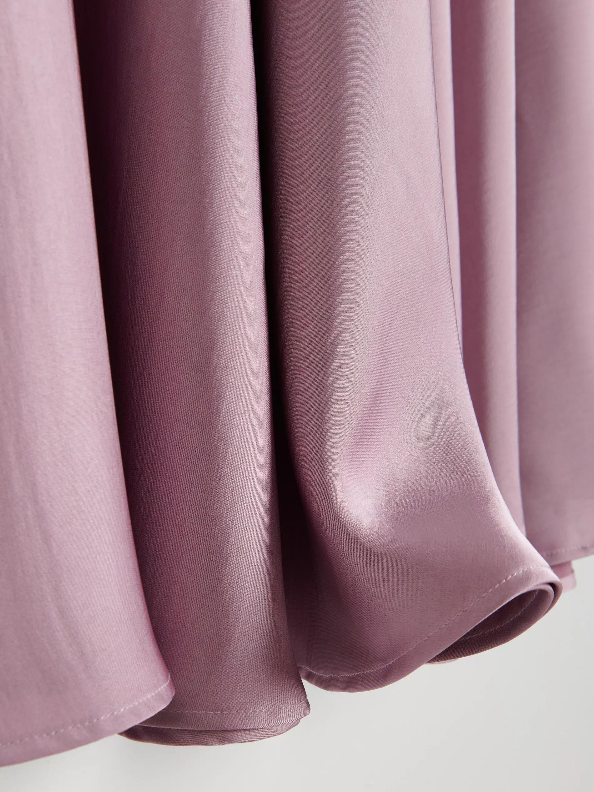 Pink Satin Skirt With Wide Waistband, , large image number 7