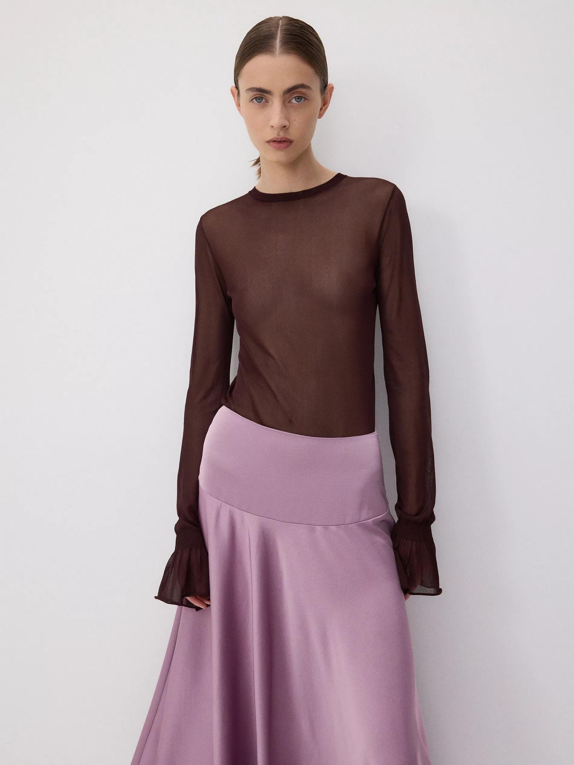 Pink Satin Skirt With Wide Waistband, , large image number 9