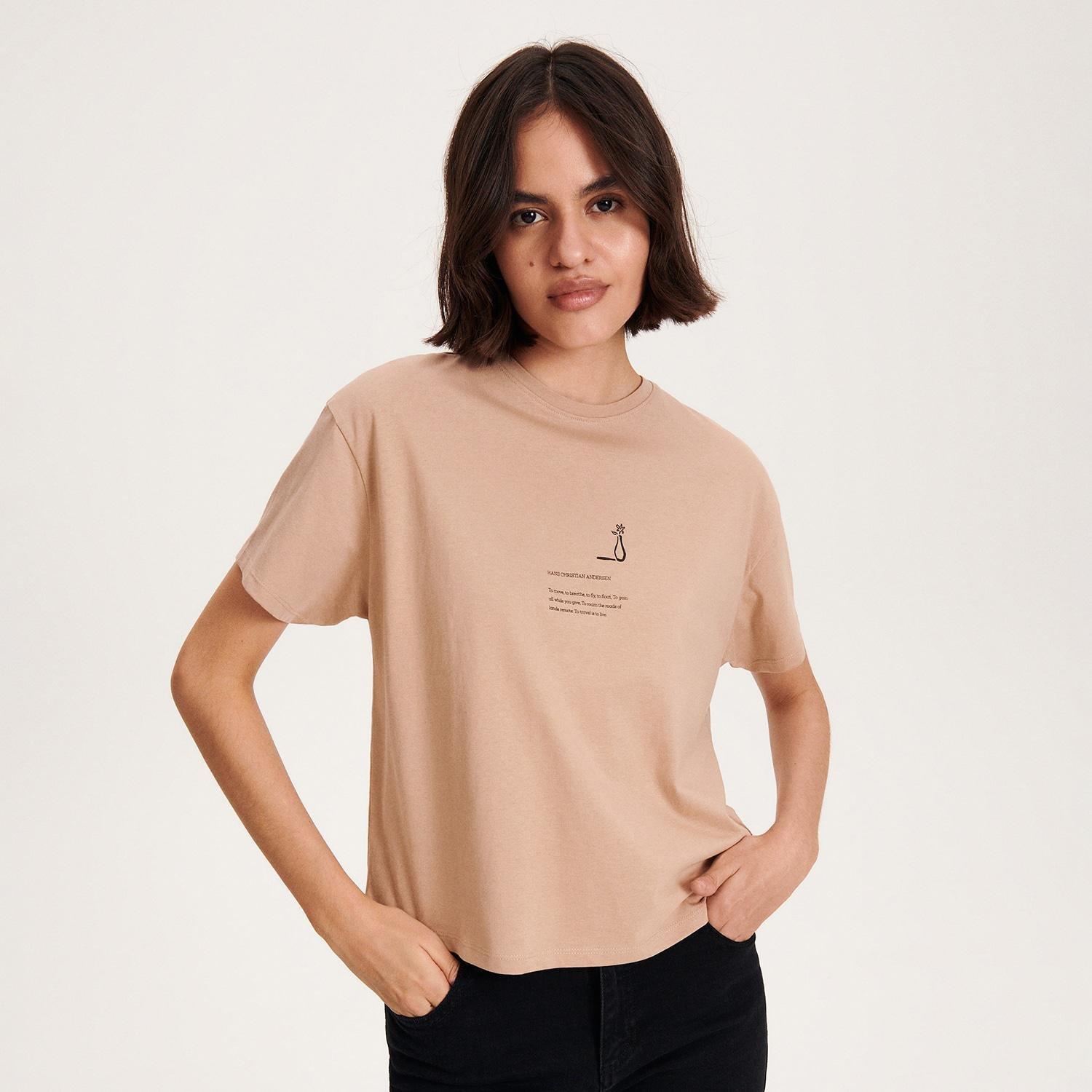 Beige Printed Kimono T-Shirt, , large image number 0