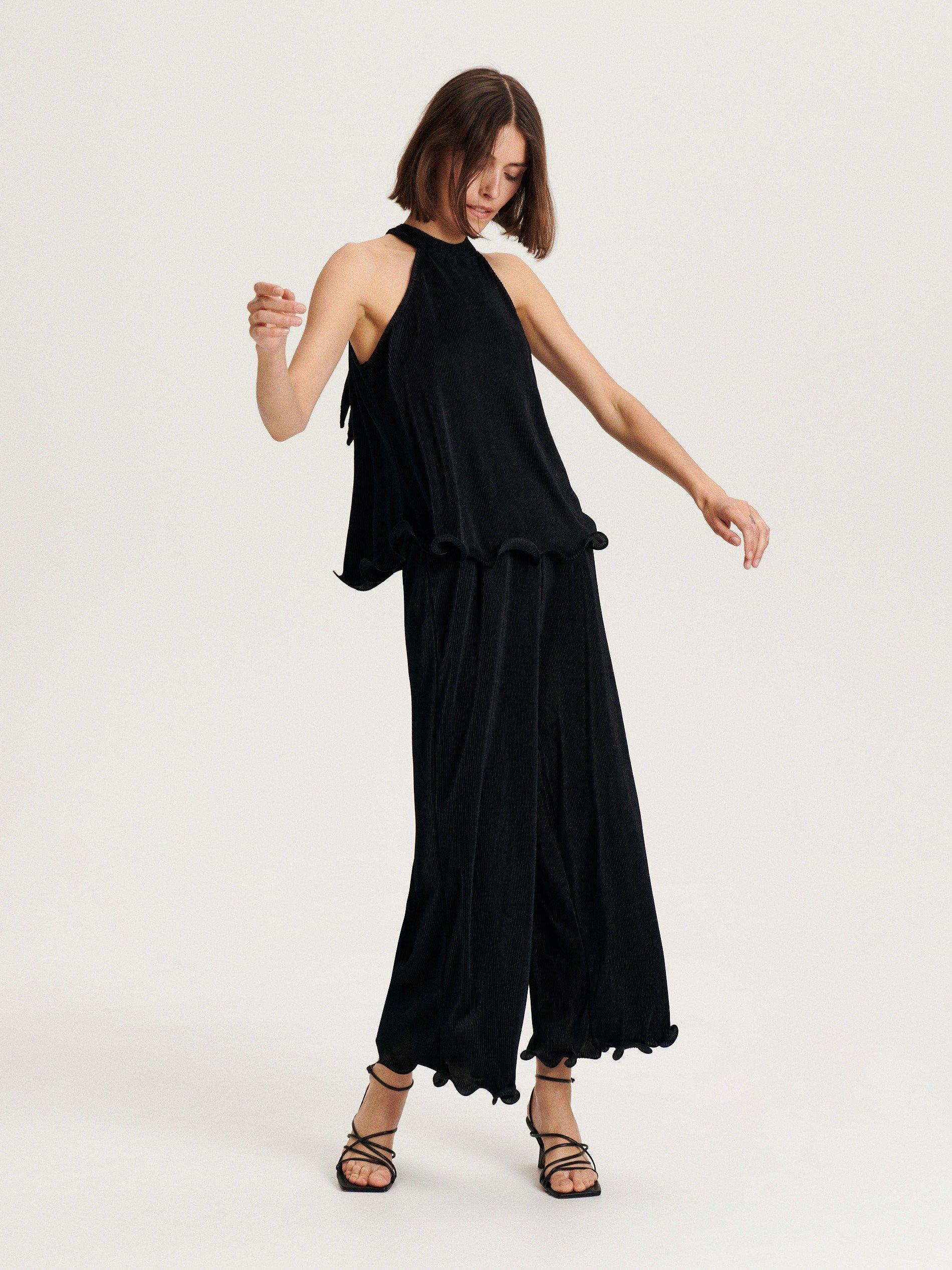 Black Pleated Blouse, , large image number 0
