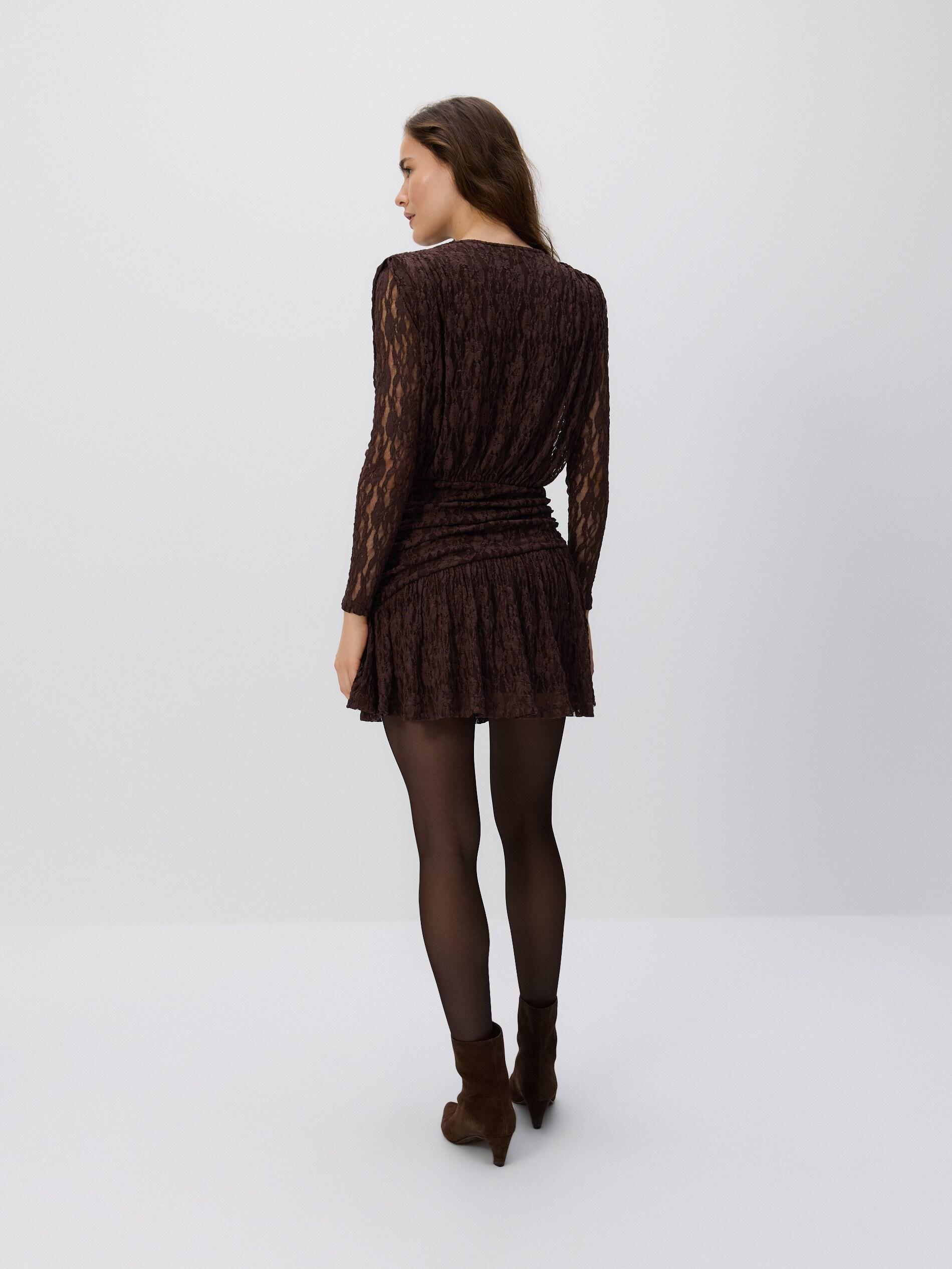Brown Lace Dress, Brown, large image number 1