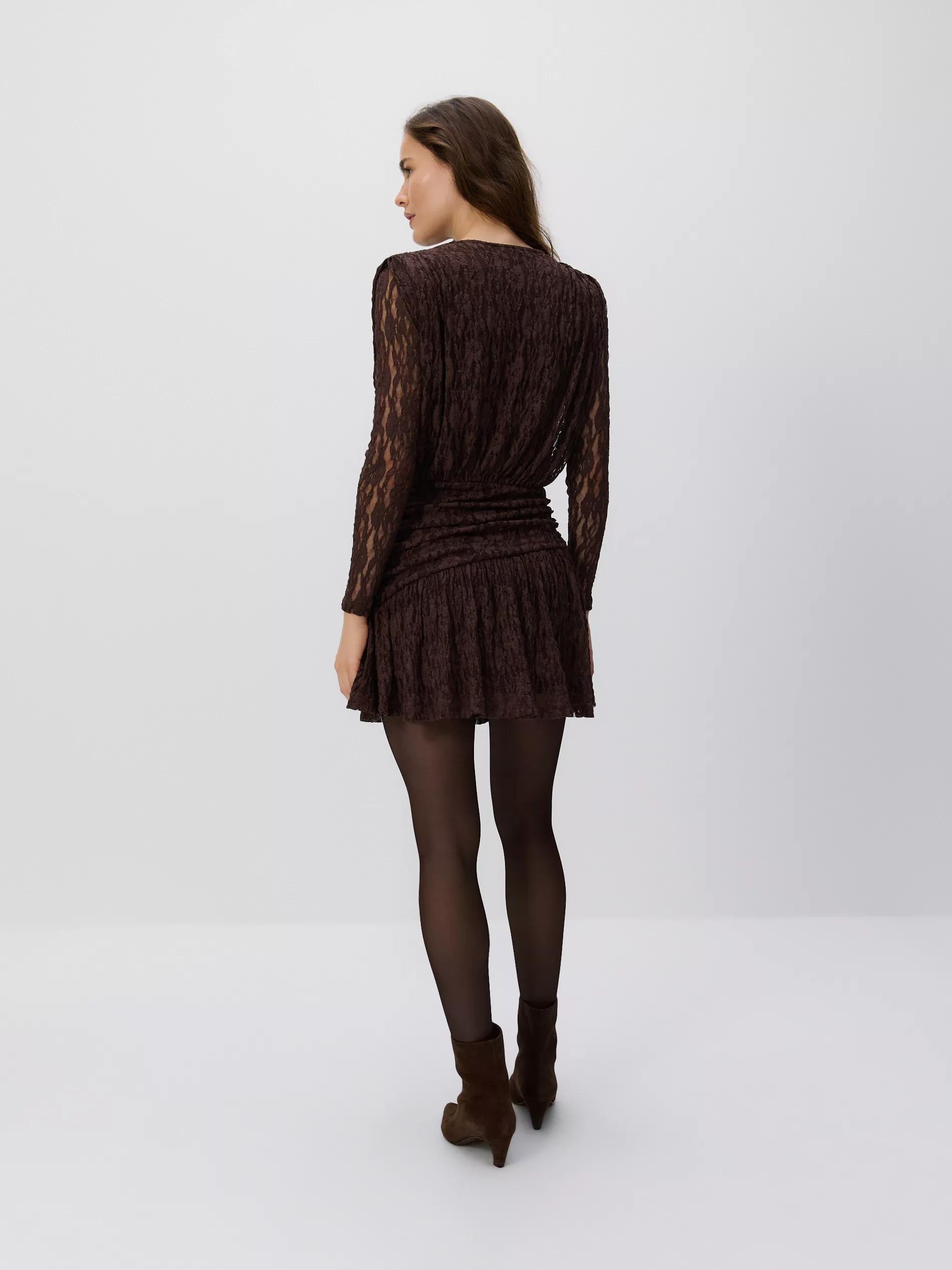 Brown Lace Dress, Brown, large image number 1