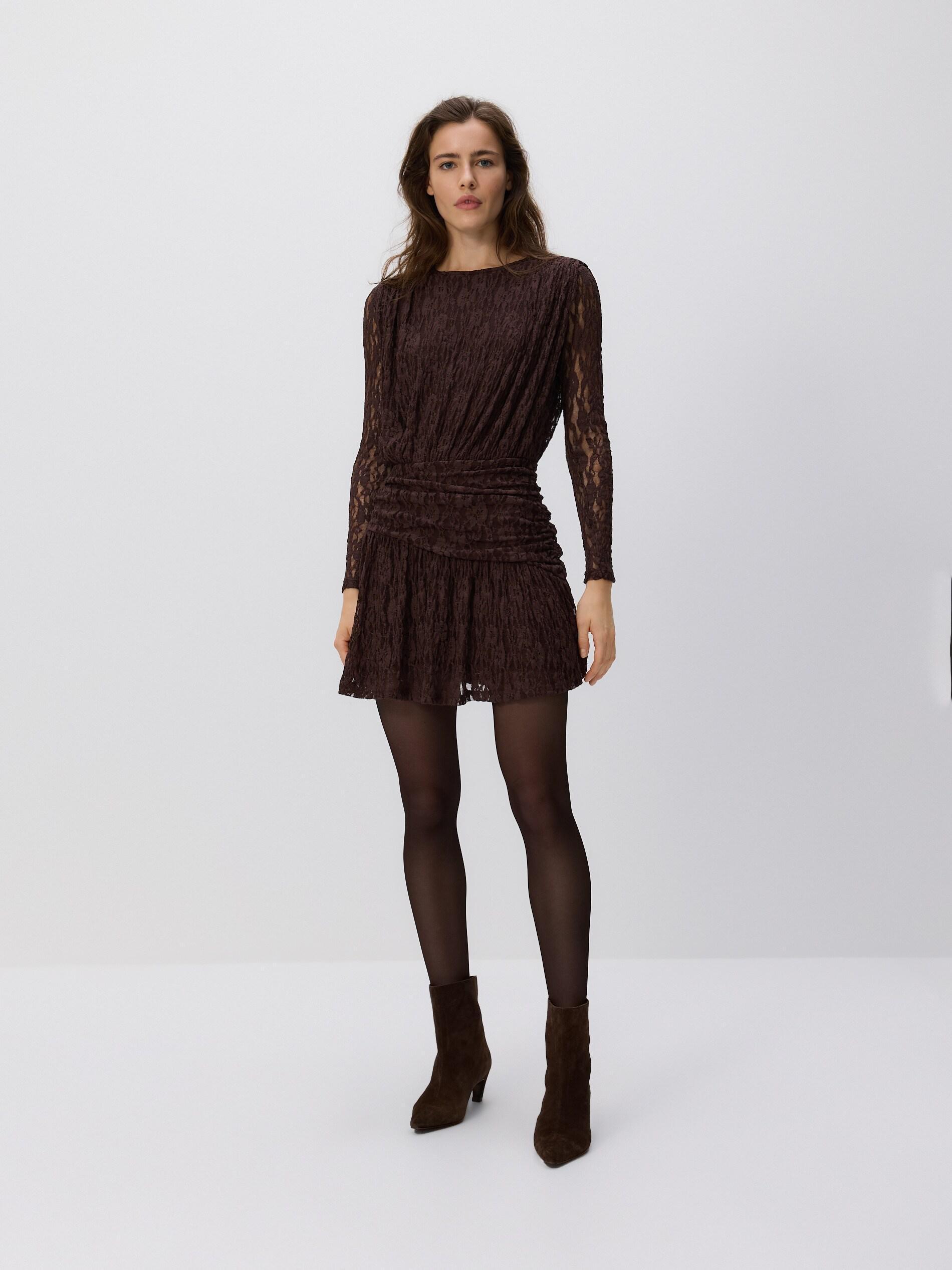 Brown Lace Dress, Brown, large image number 3