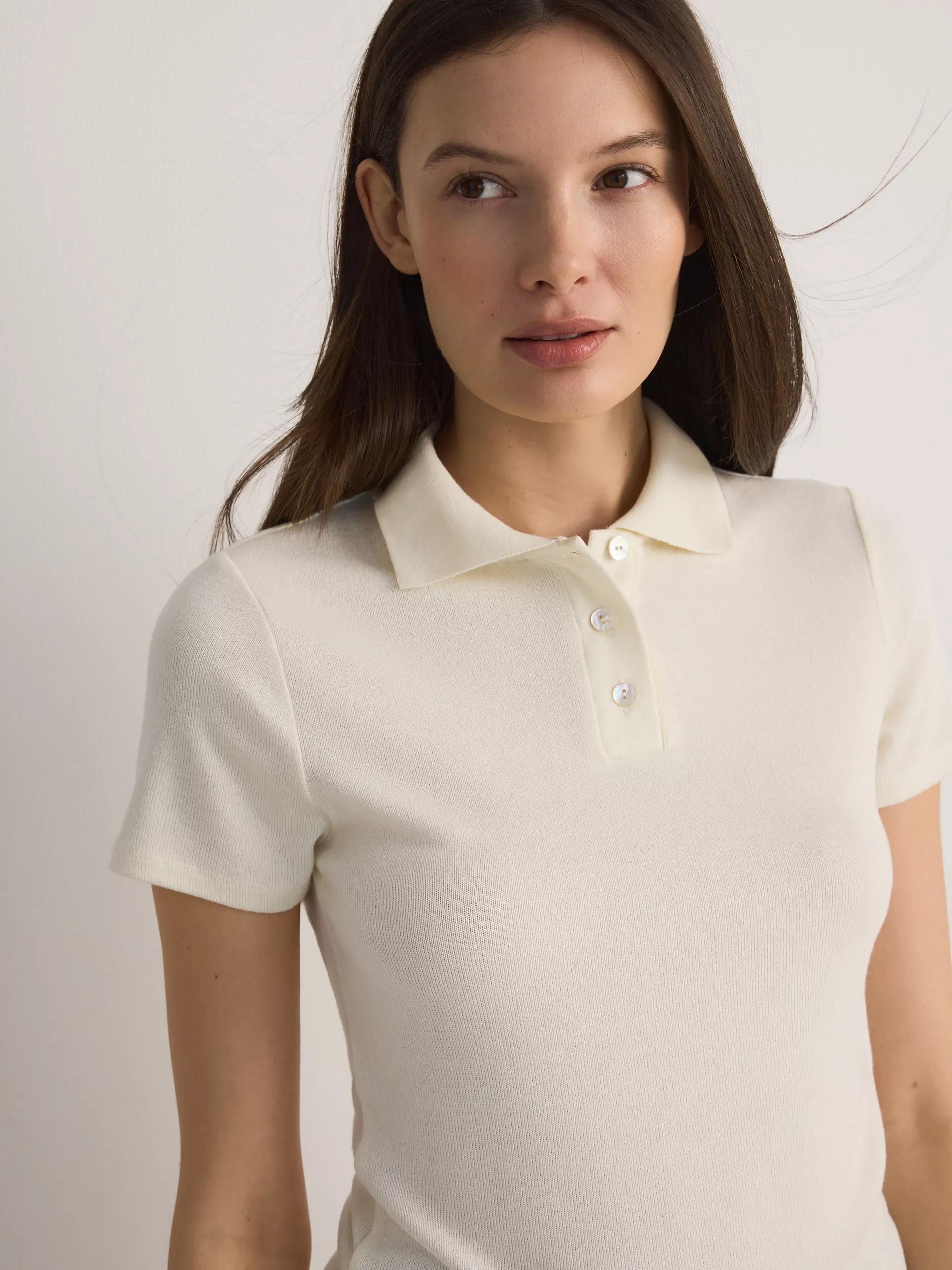 Yellow Polo Shirt With High Viscose Content, , medium
