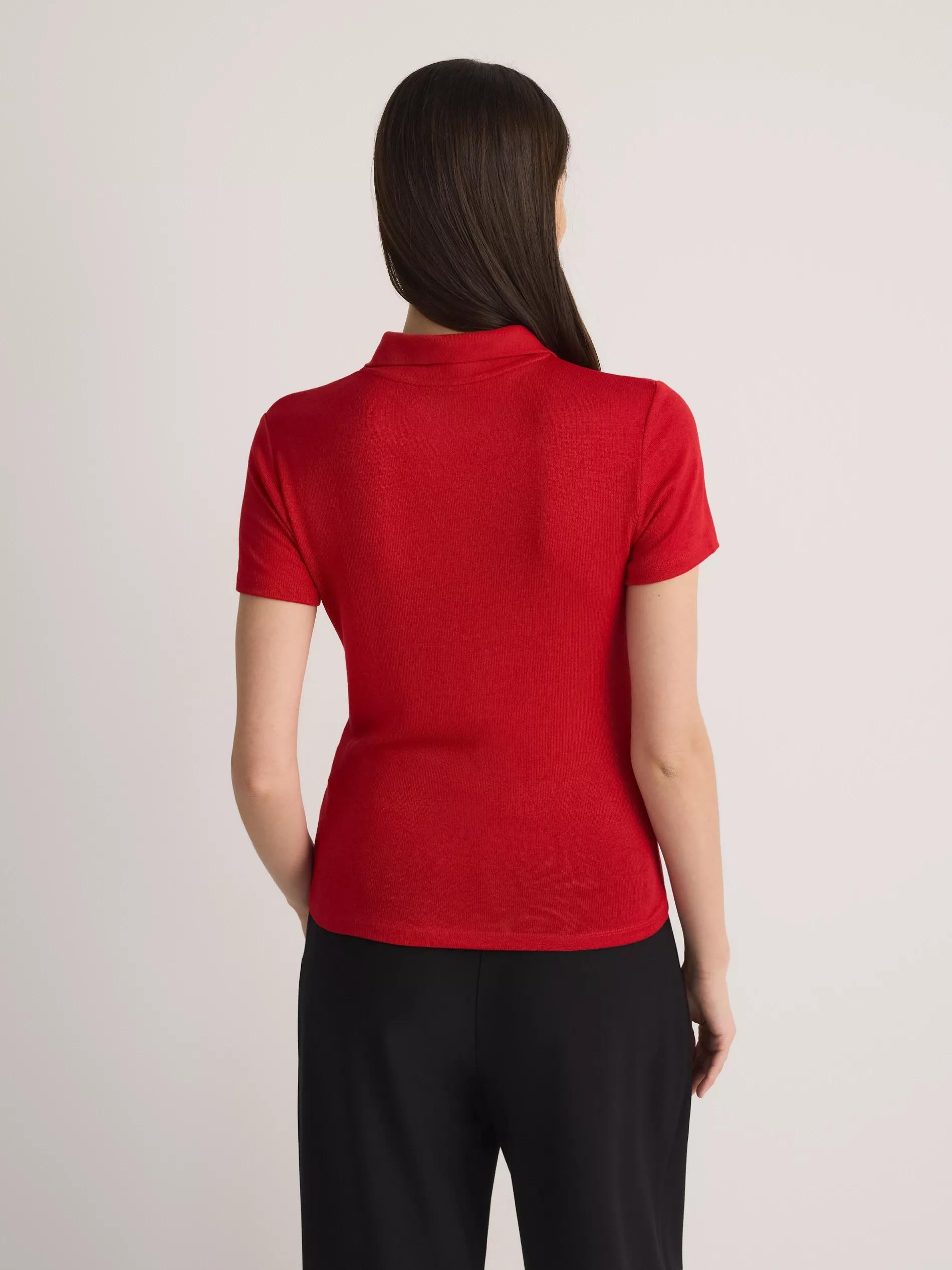 RED Viscose rich polo shirt, , large image number 2