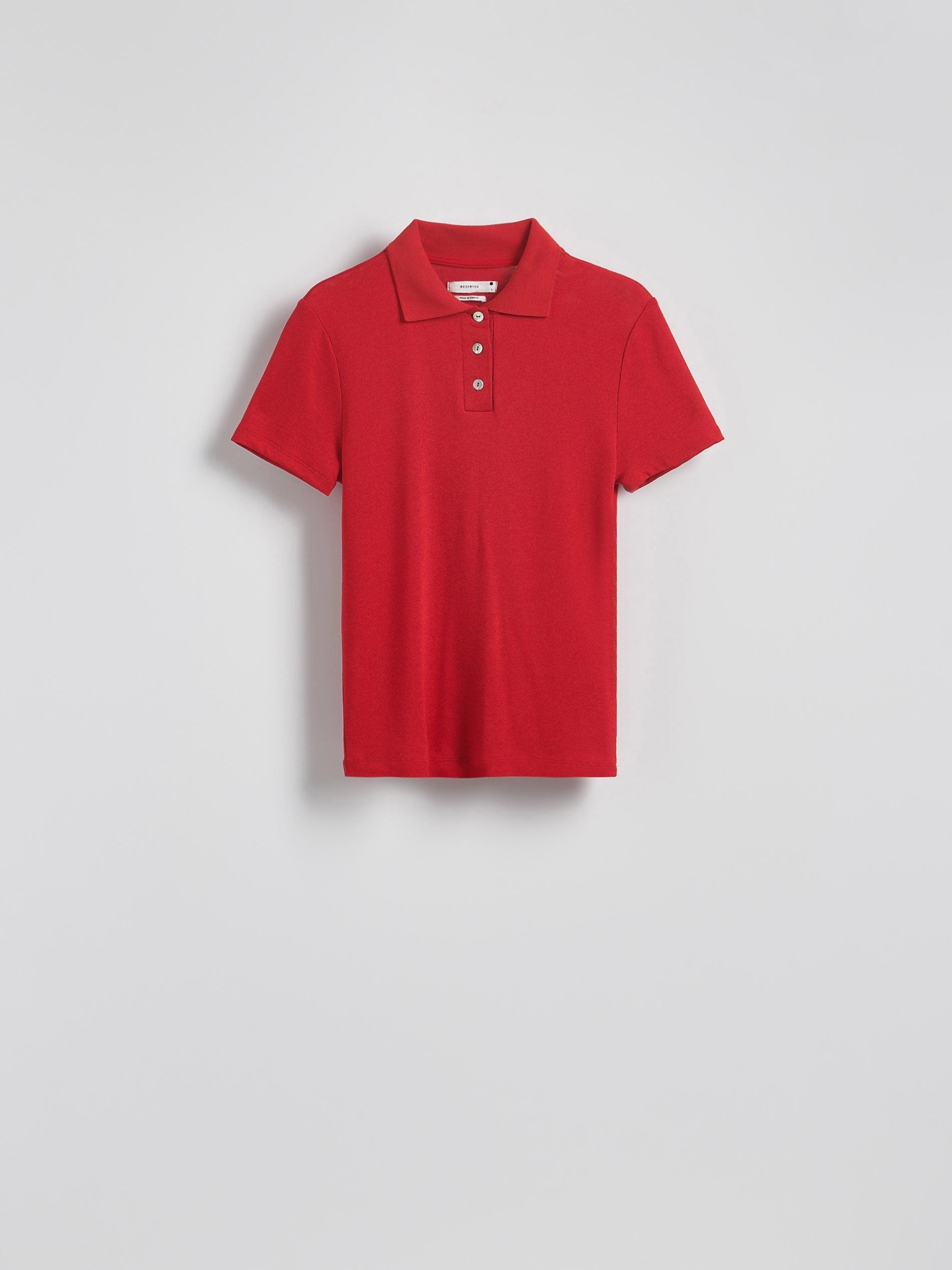 RED Viscose rich polo shirt, , large image number 5