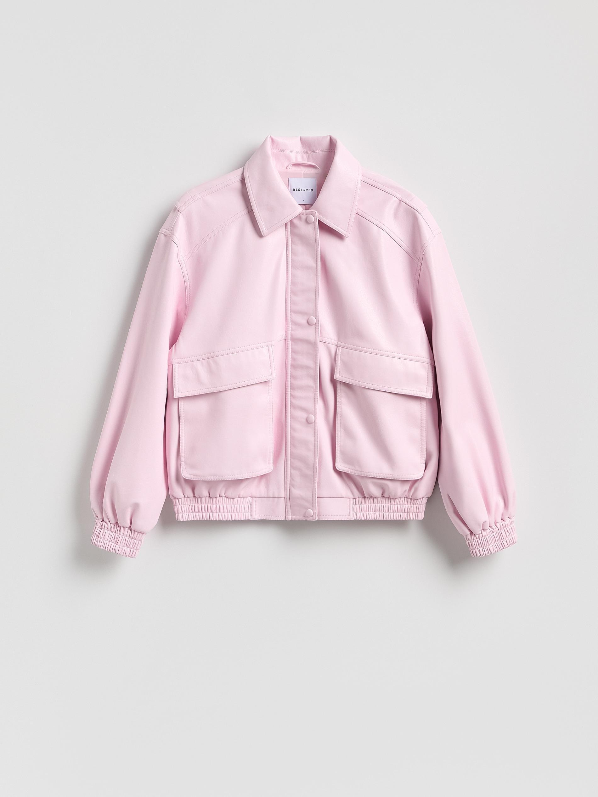 Pink Faux Leather Bomber Jacket, Pink, large image number 7