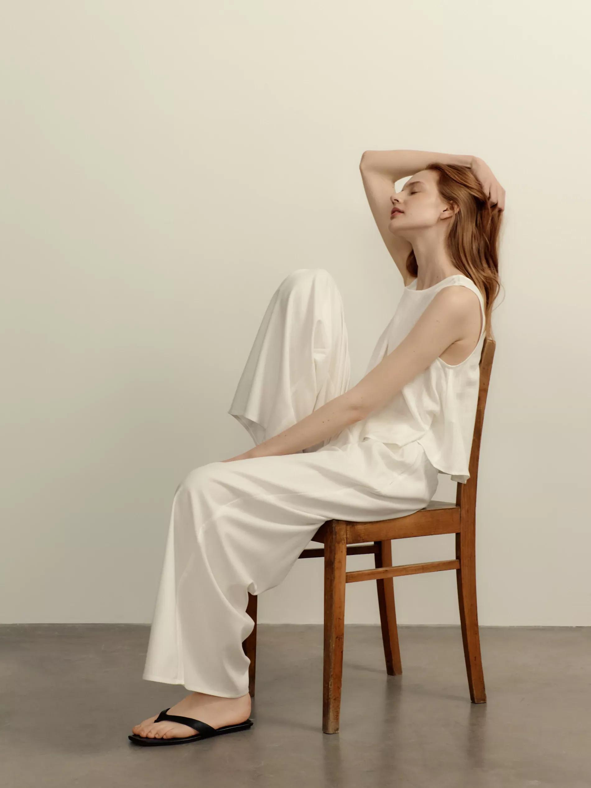 White Trousers With Linen Blend, , large image number 0