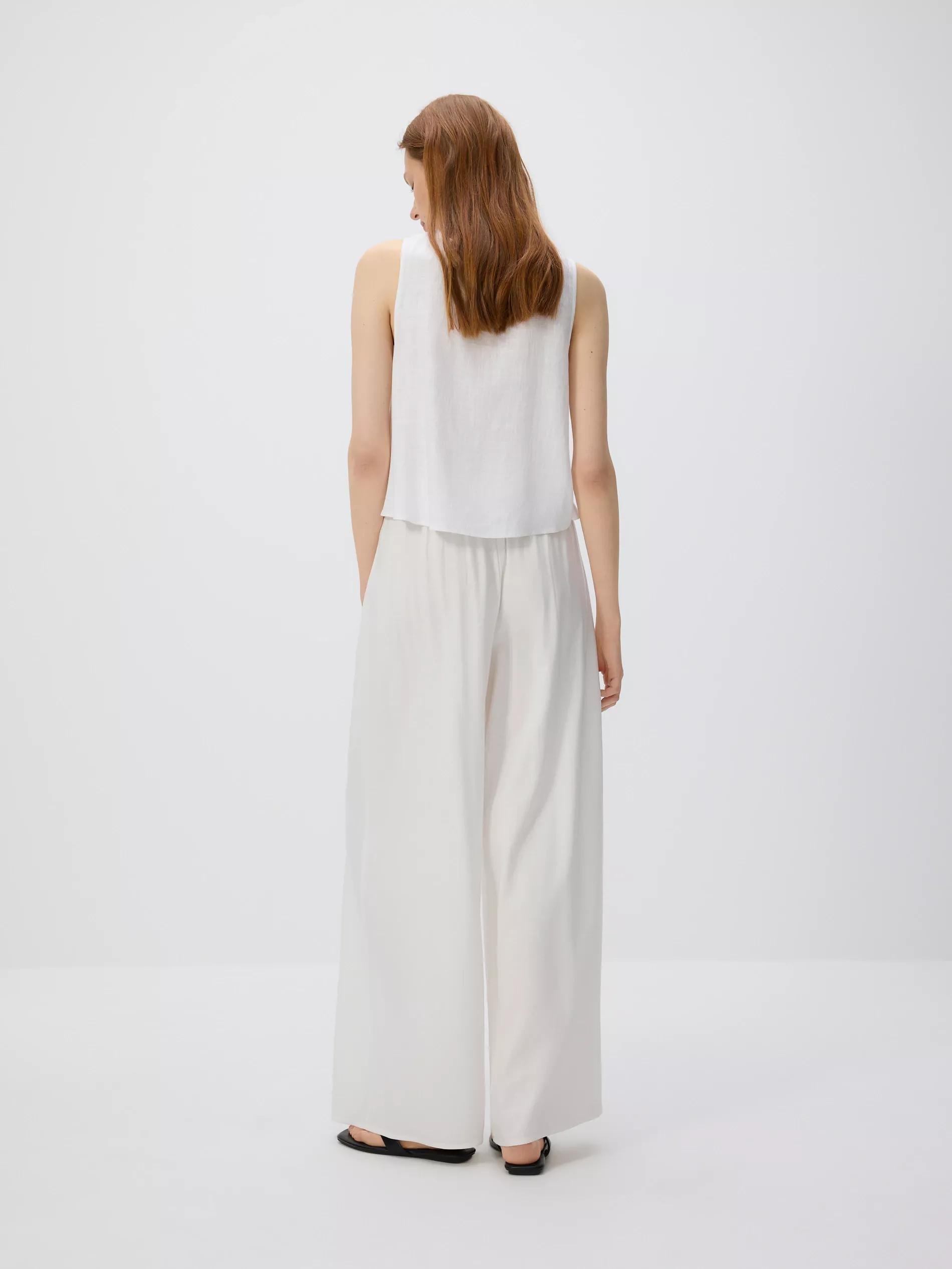 White Trousers With Linen Blend, , large image number 2
