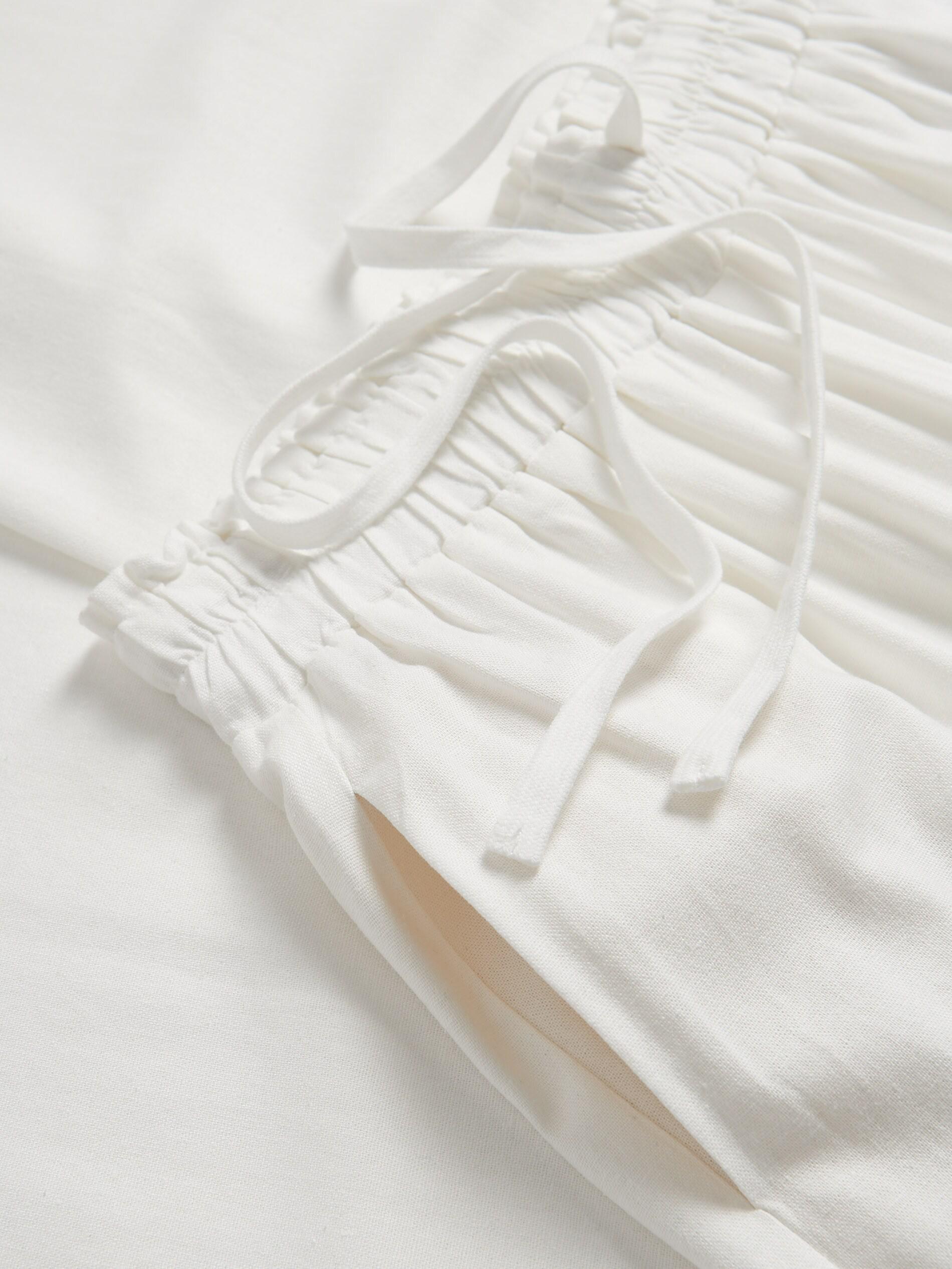White Trousers With Linen Blend, White, large image number 4