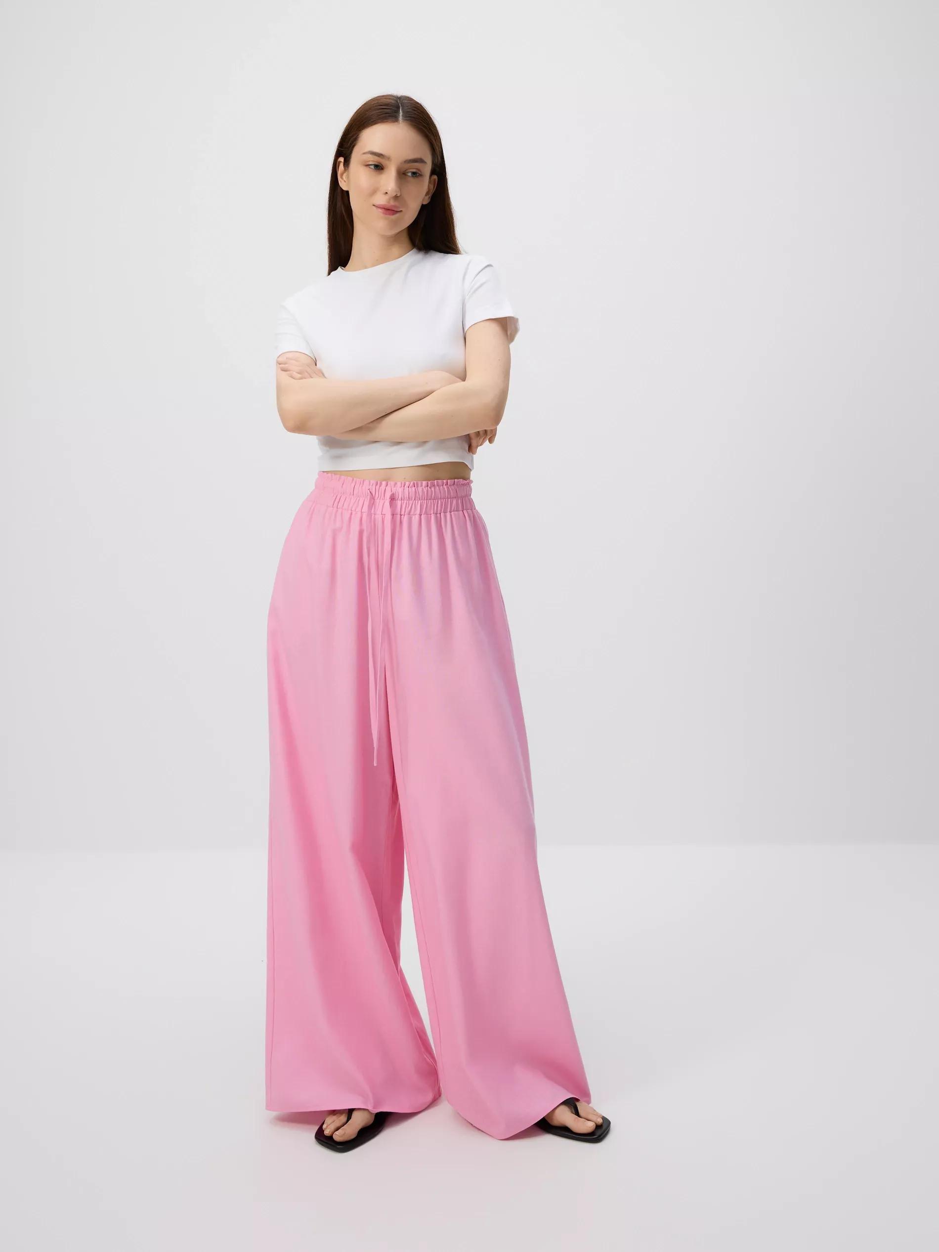 PASTEL PINK Trousers with linen blend, Pink, large image number 0