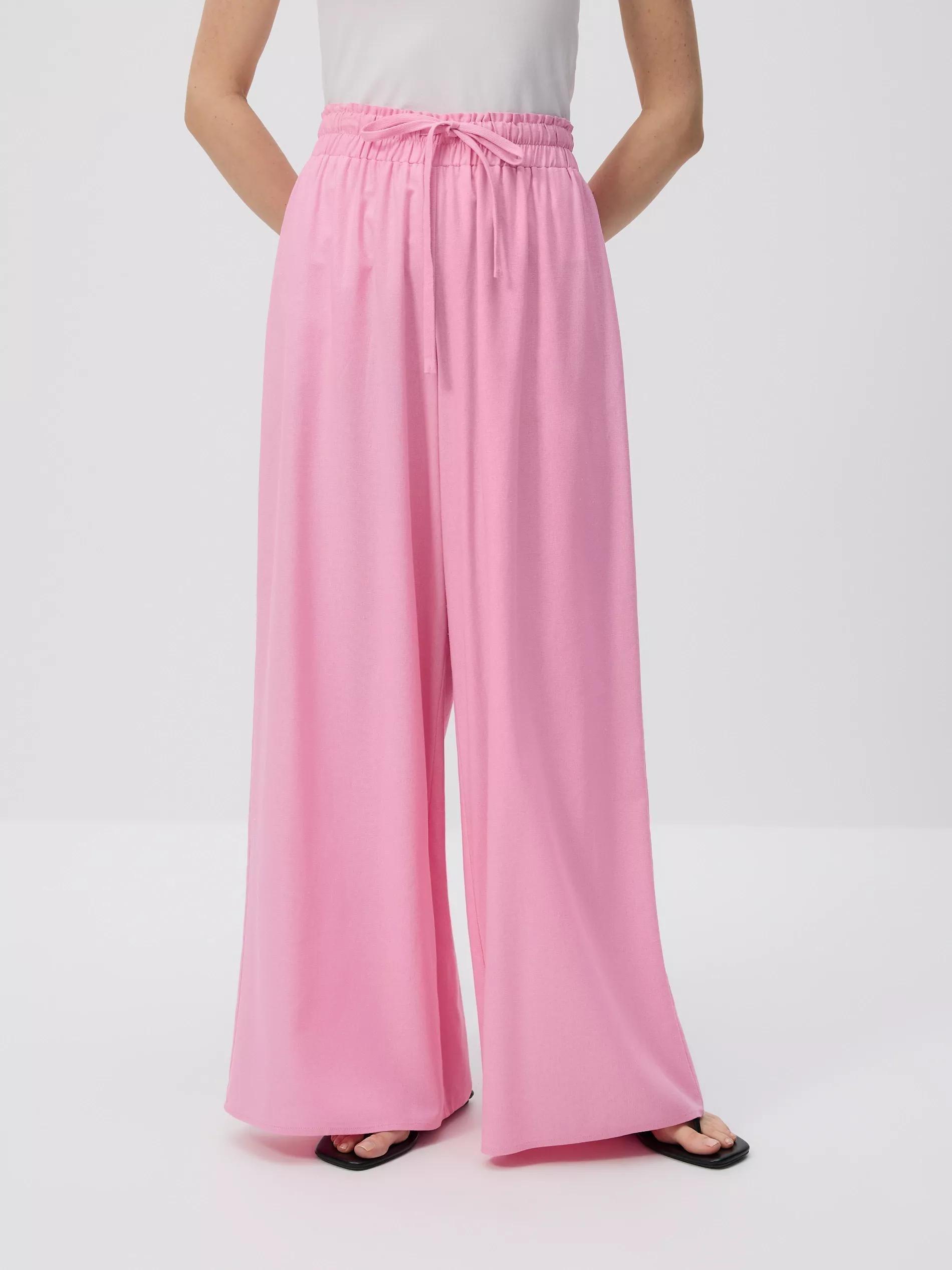 PASTEL PINK Trousers with linen blend, Pink, large image number 1