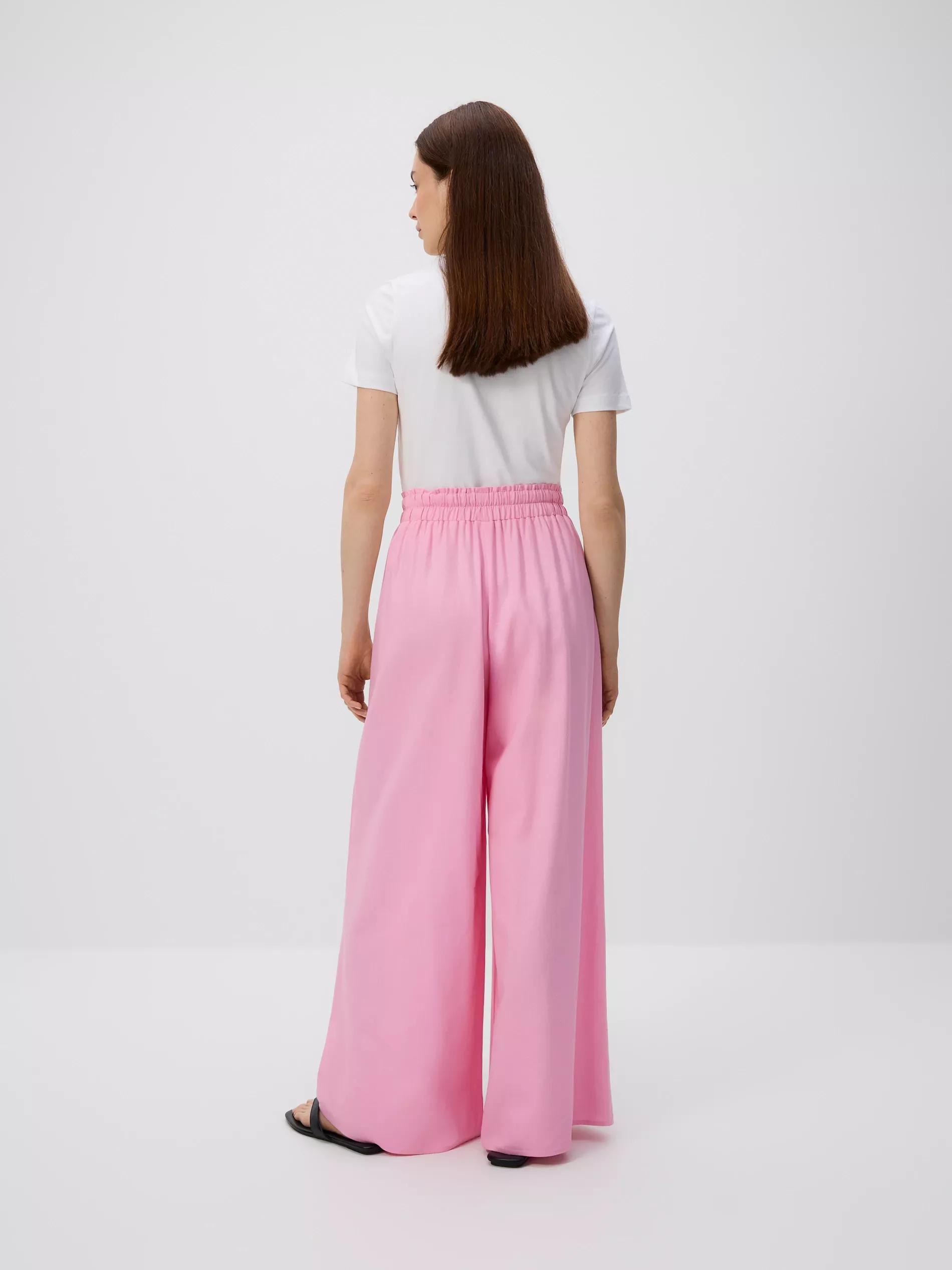 PASTEL PINK Trousers with linen blend, Pink, medium
