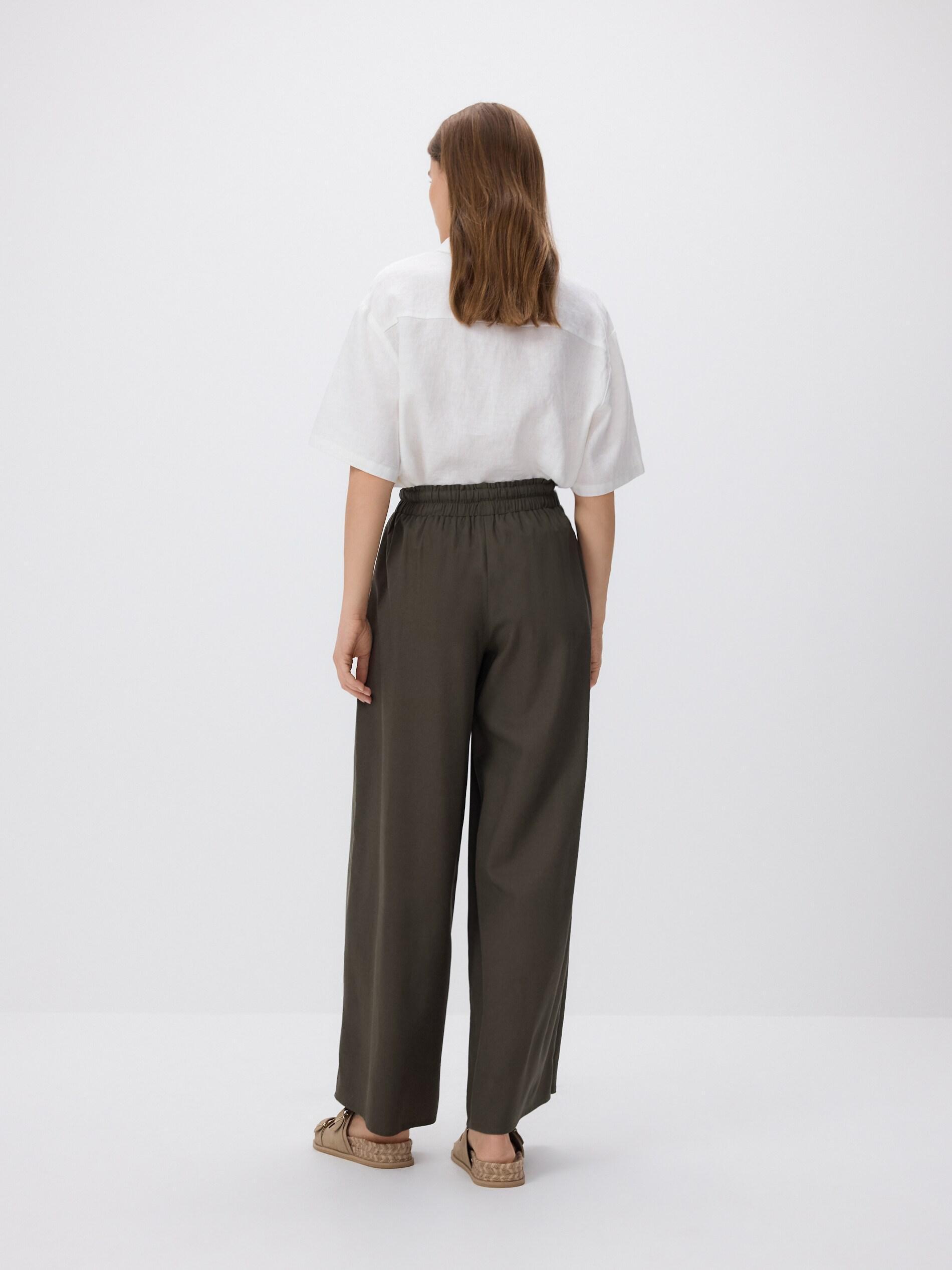 Green Trousers With Linen Blend, Green, medium