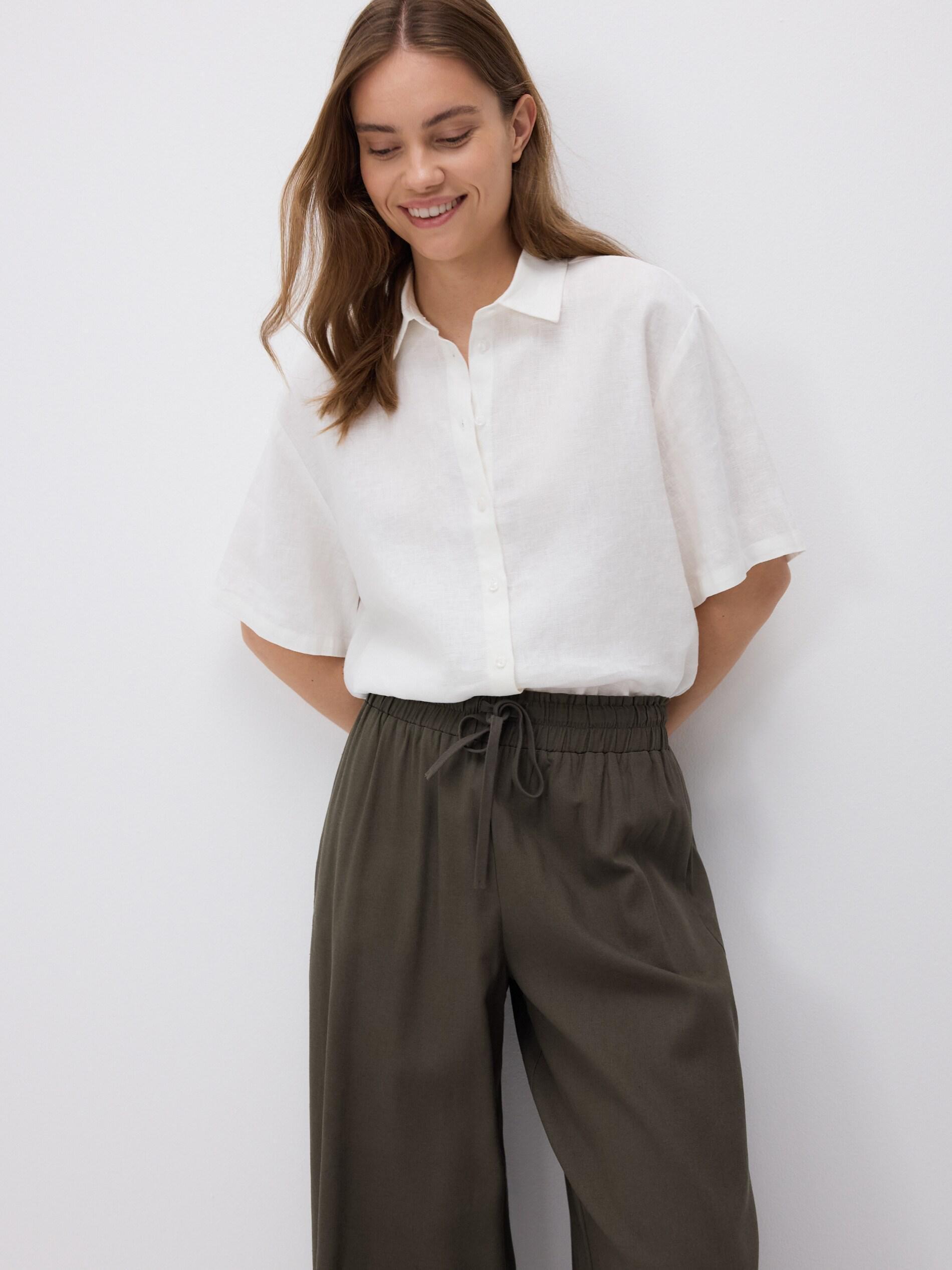 Green Trousers With Linen Blend, Green, large image number 3