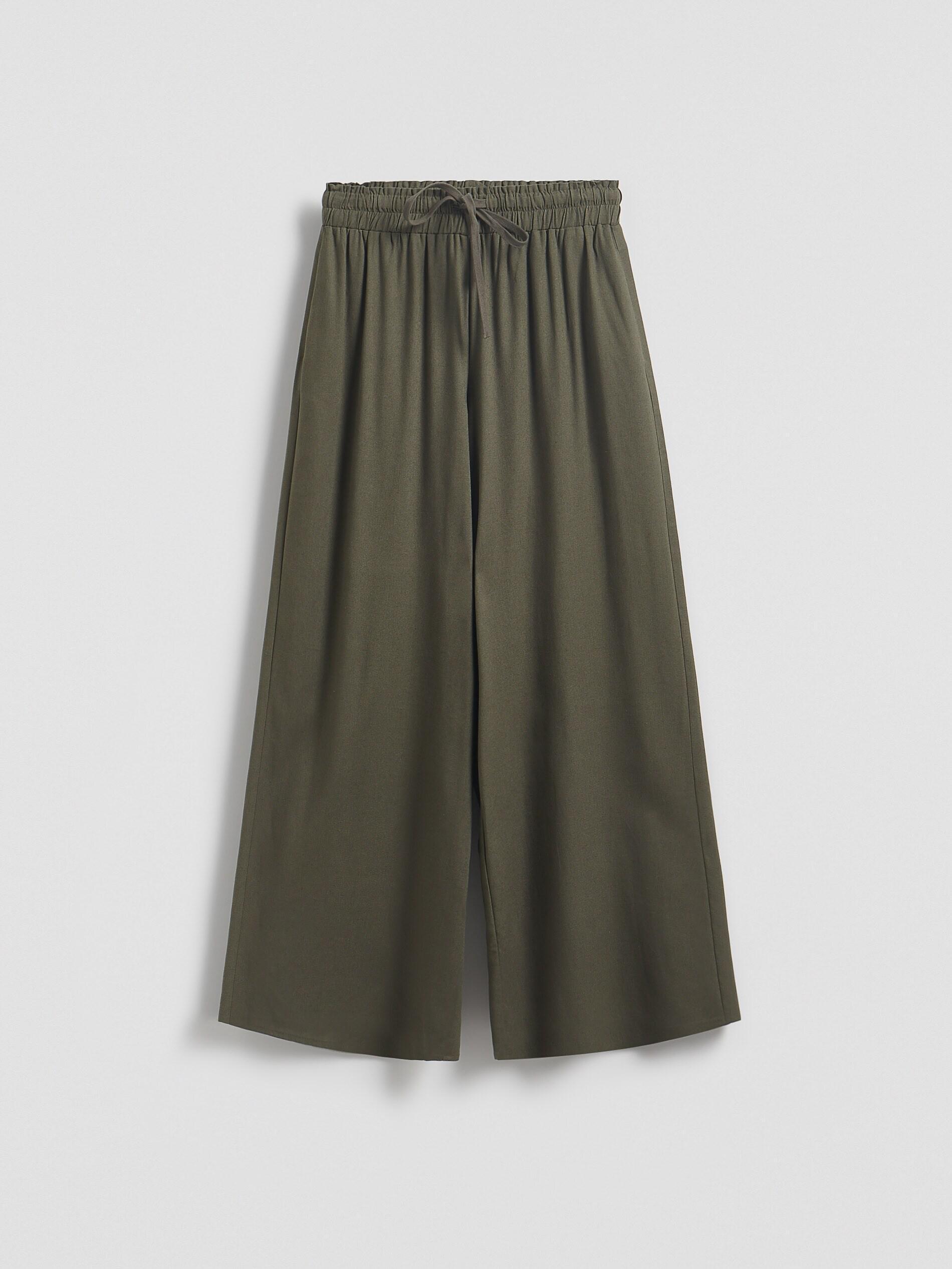 Green Trousers With Linen Blend, Green, large image number 4