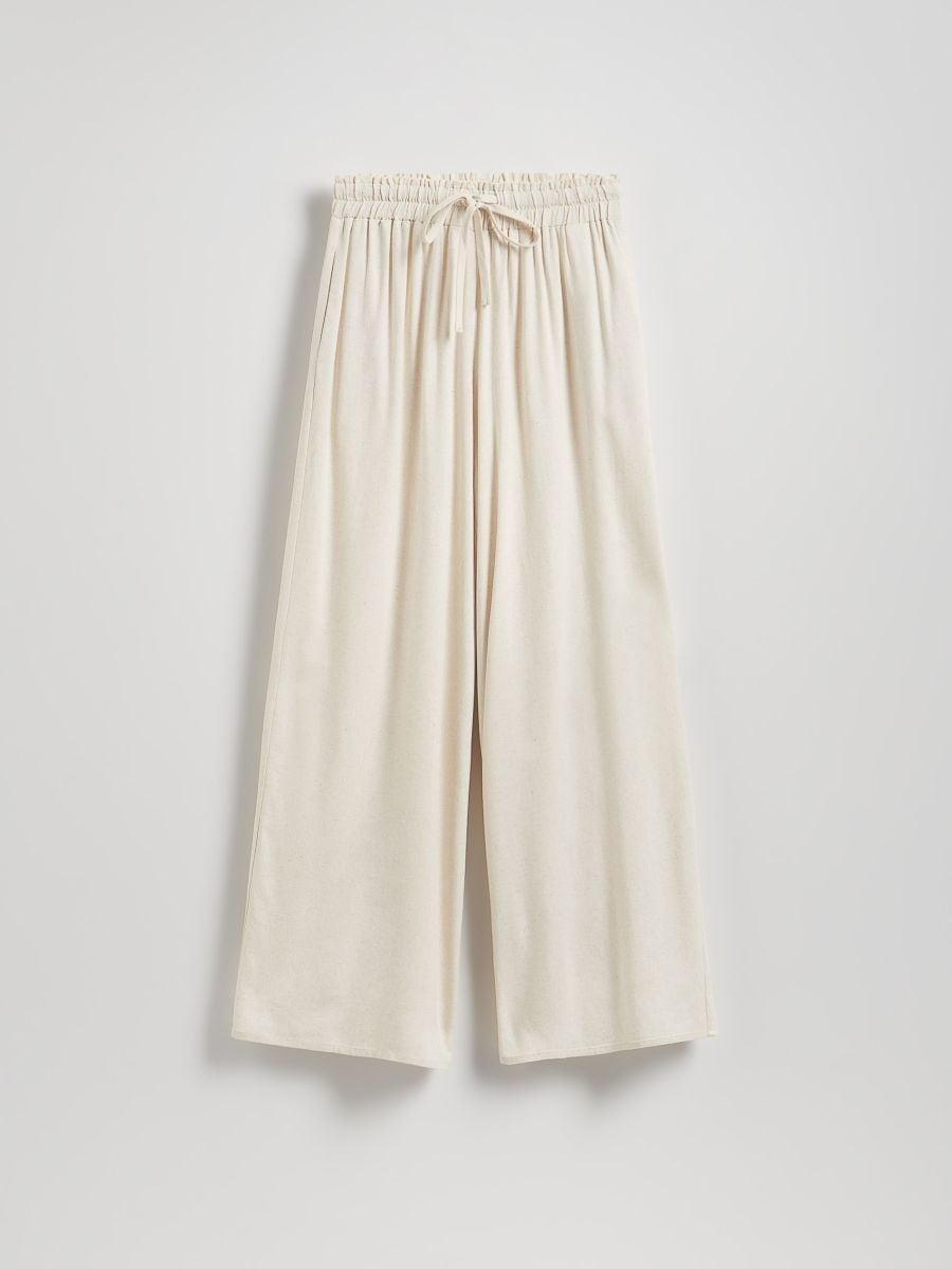 Beige Trousers With Linen Blend, , large image number 4