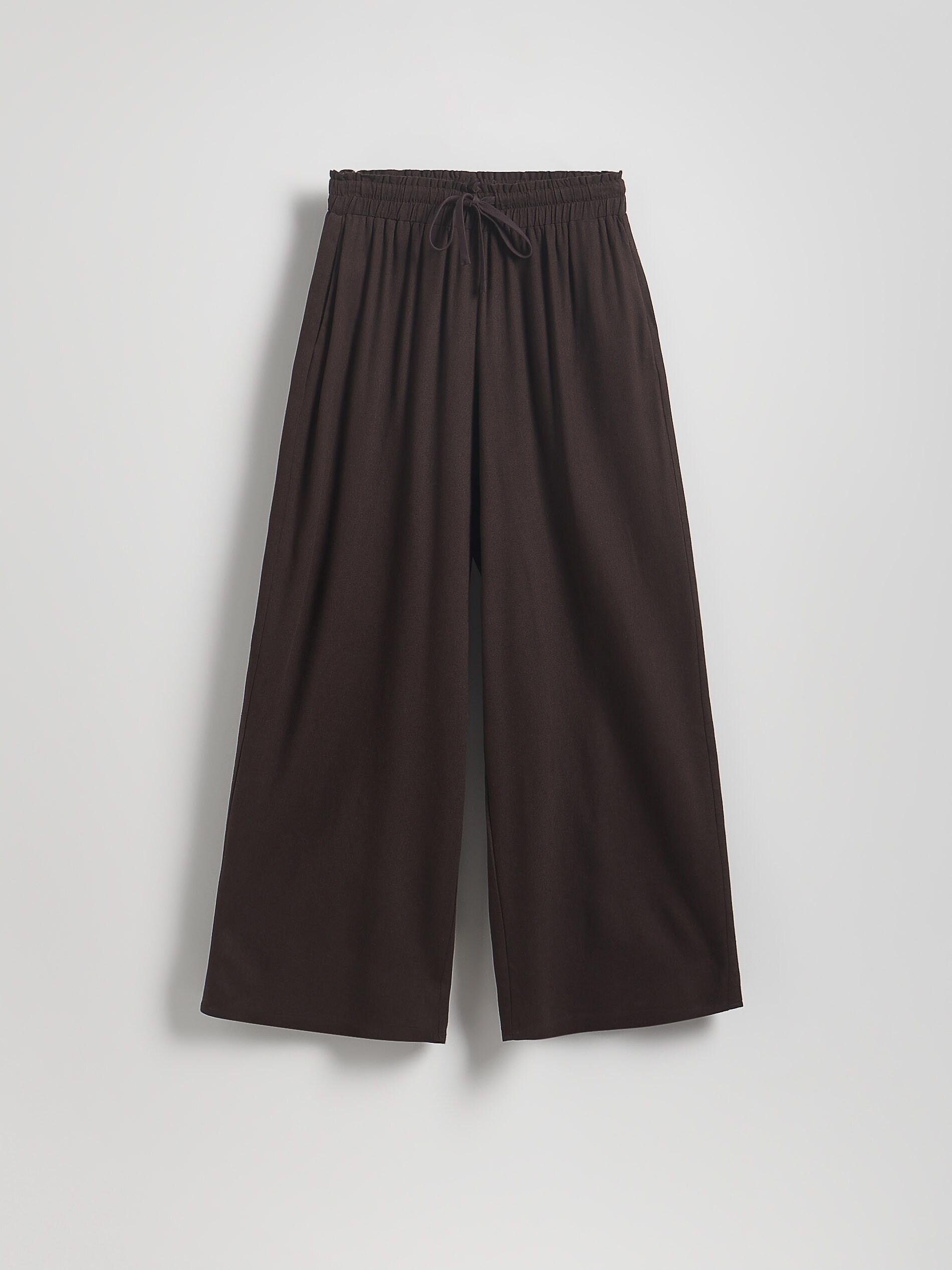 Brown Trousers With Linen Bl, Brown, large image number 4