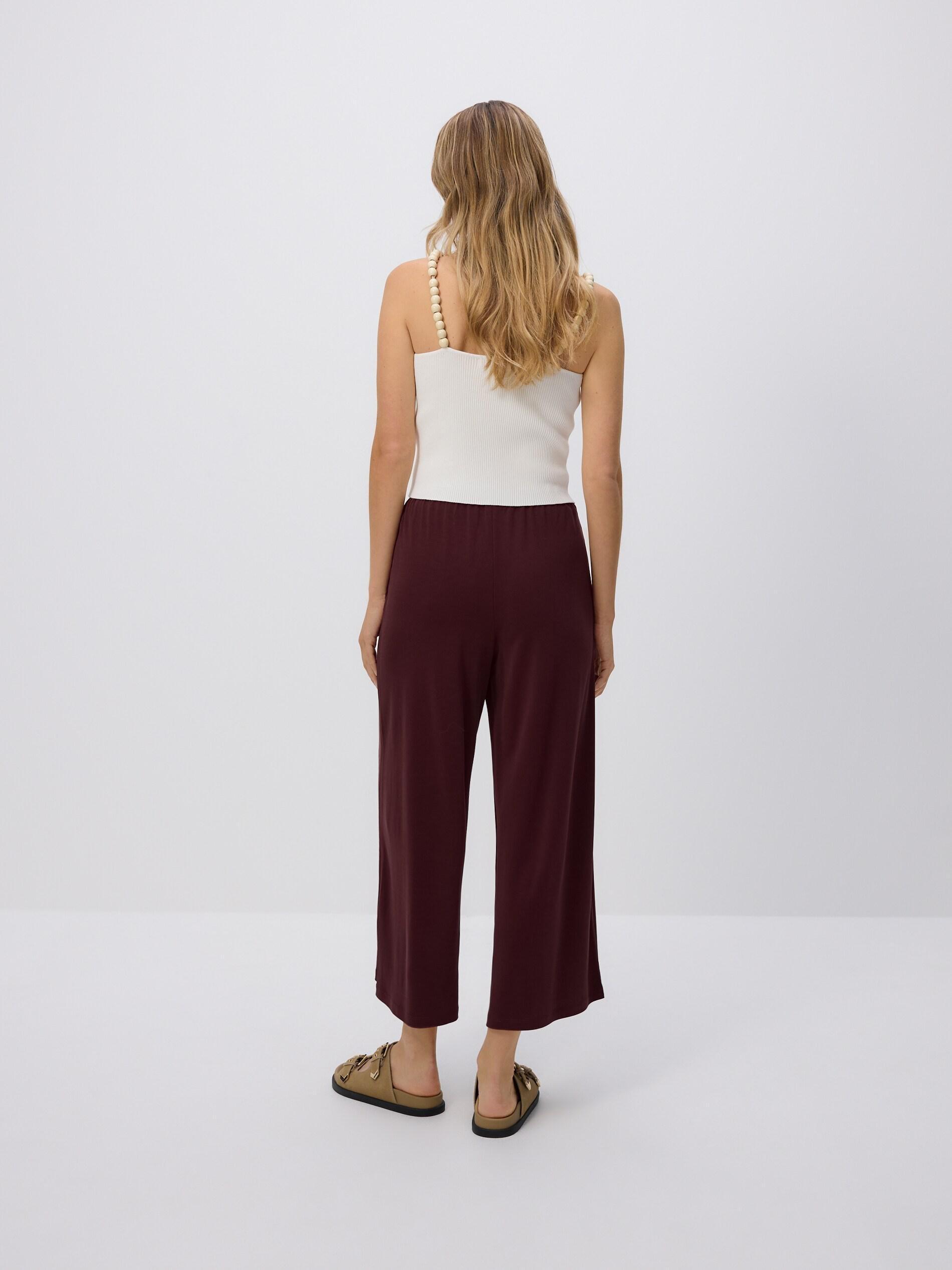 MAROON Wide-leg modal blend trousers, Burgundy, large image number 3