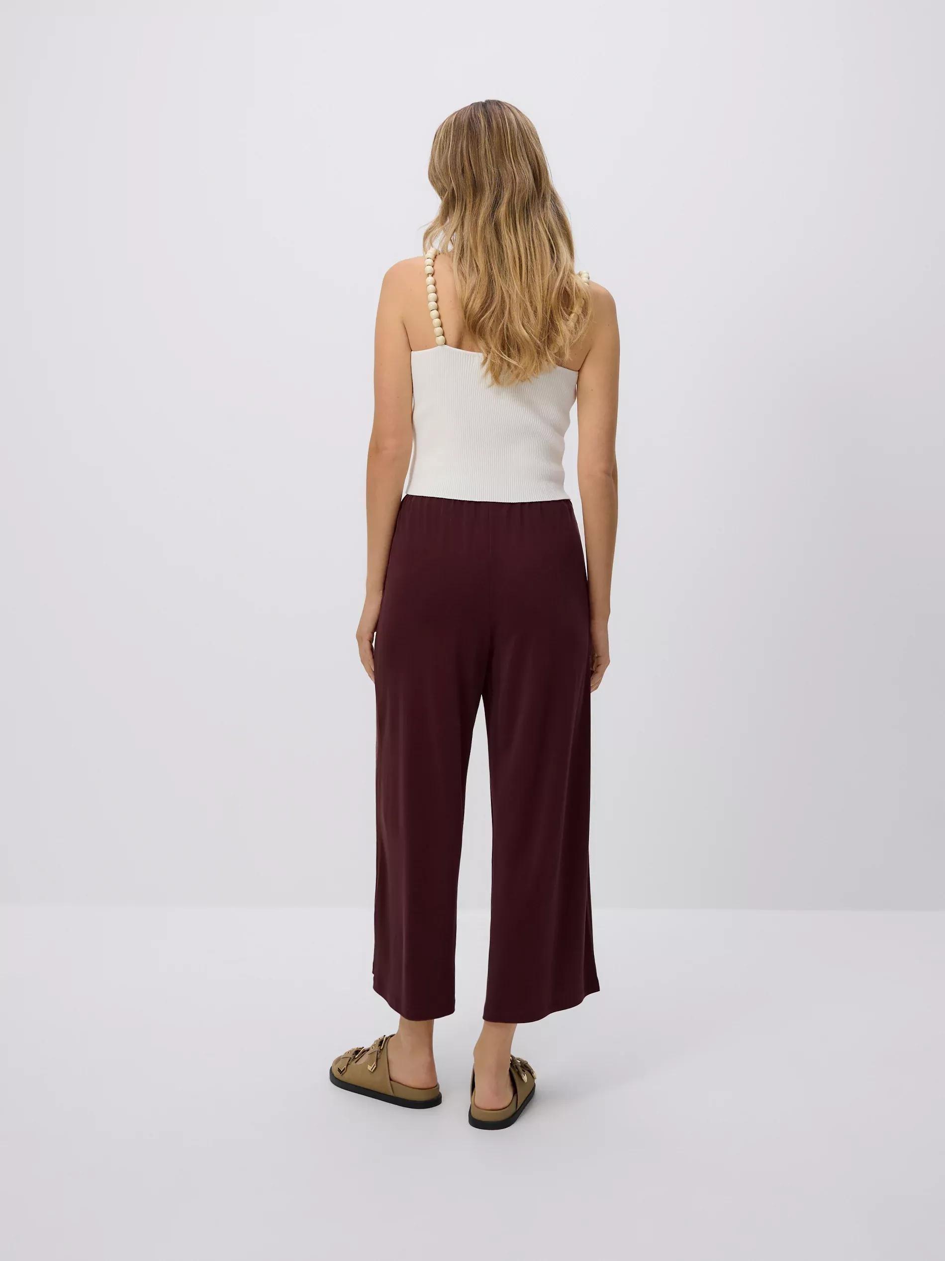 MAROON Wide-leg modal blend trousers, Burgundy, large image number 3