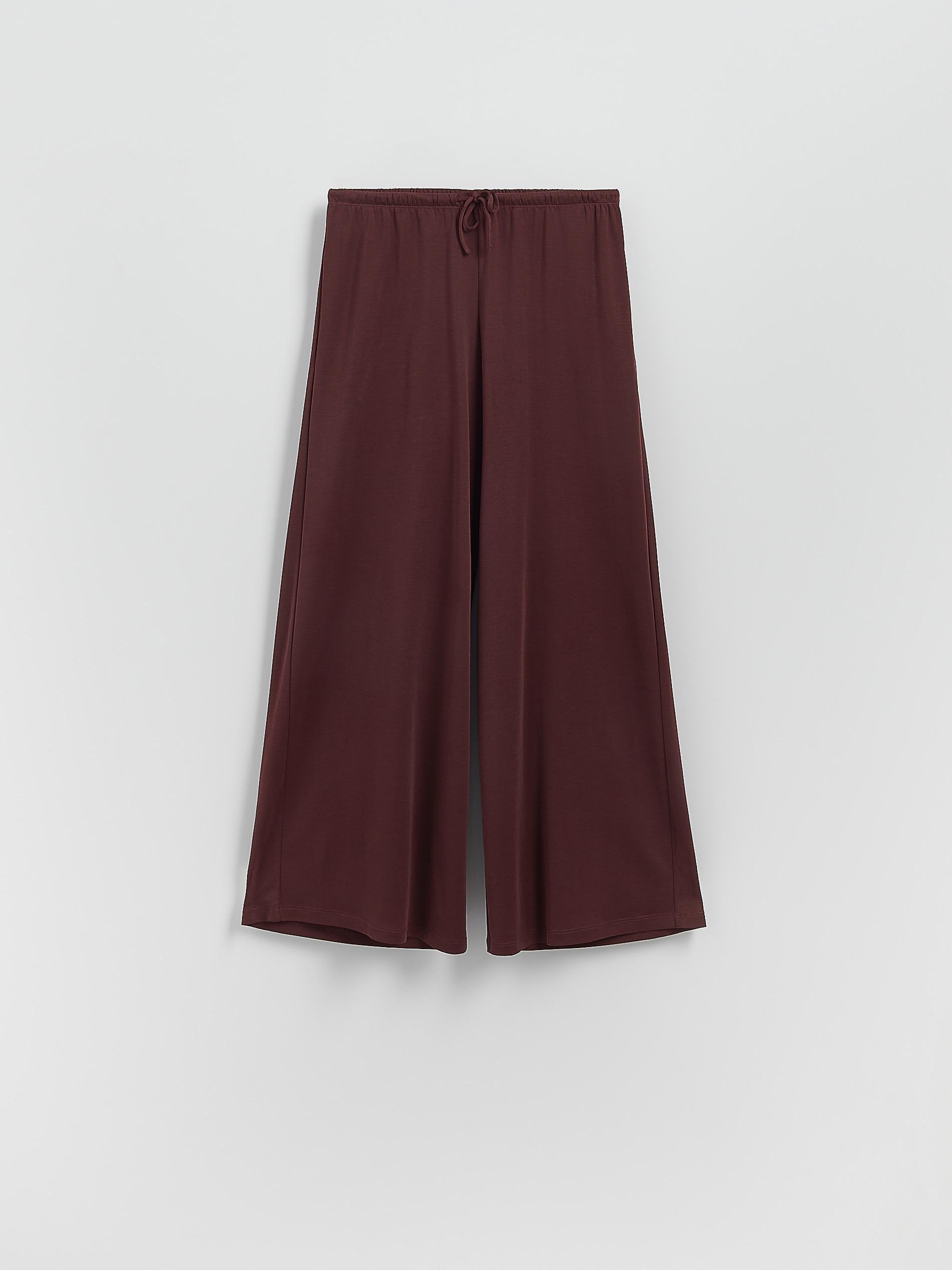 MAROON Wide-leg modal blend trousers, Burgundy, large image number 4