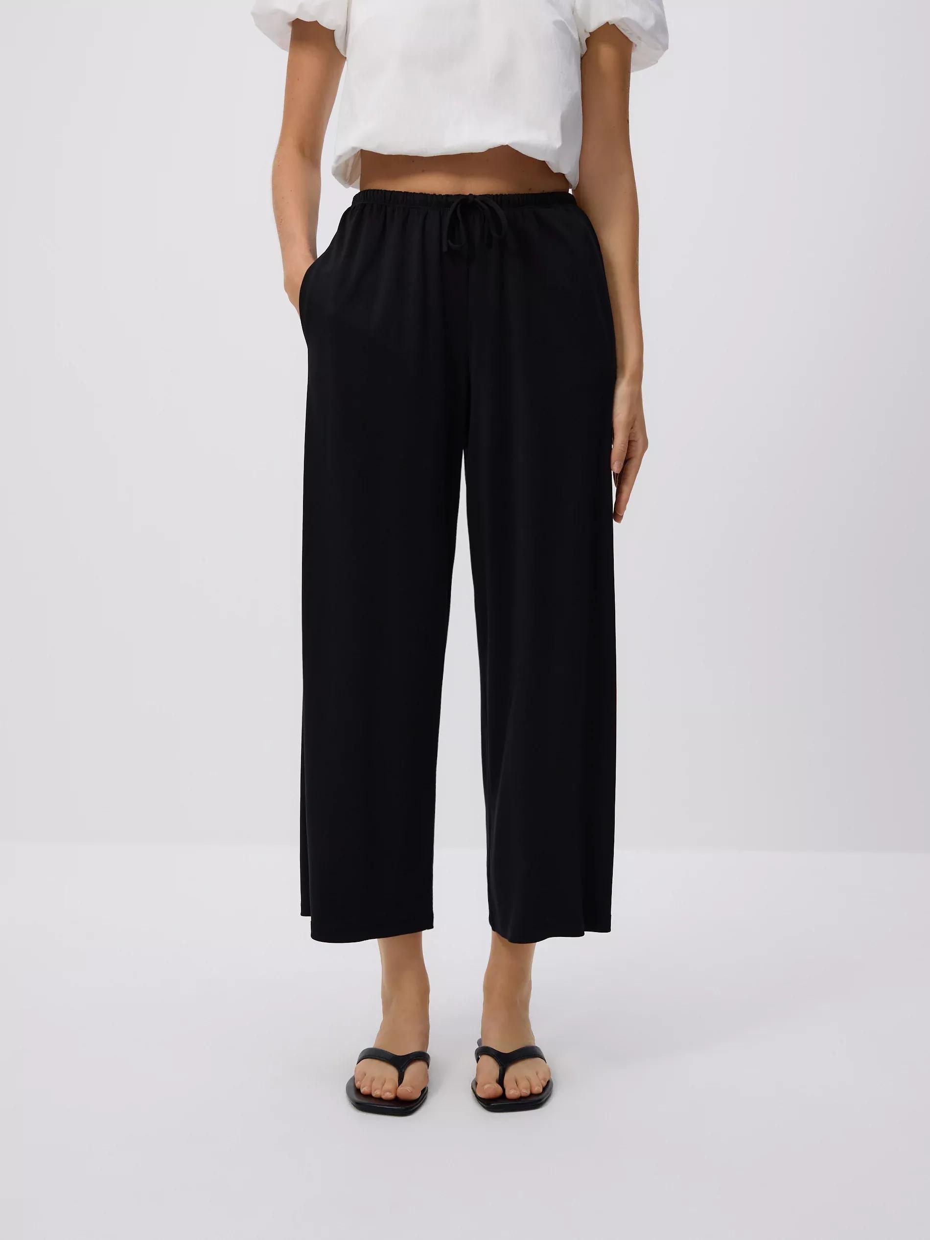 BLACK Wide-leg modal blend trousers, , medium