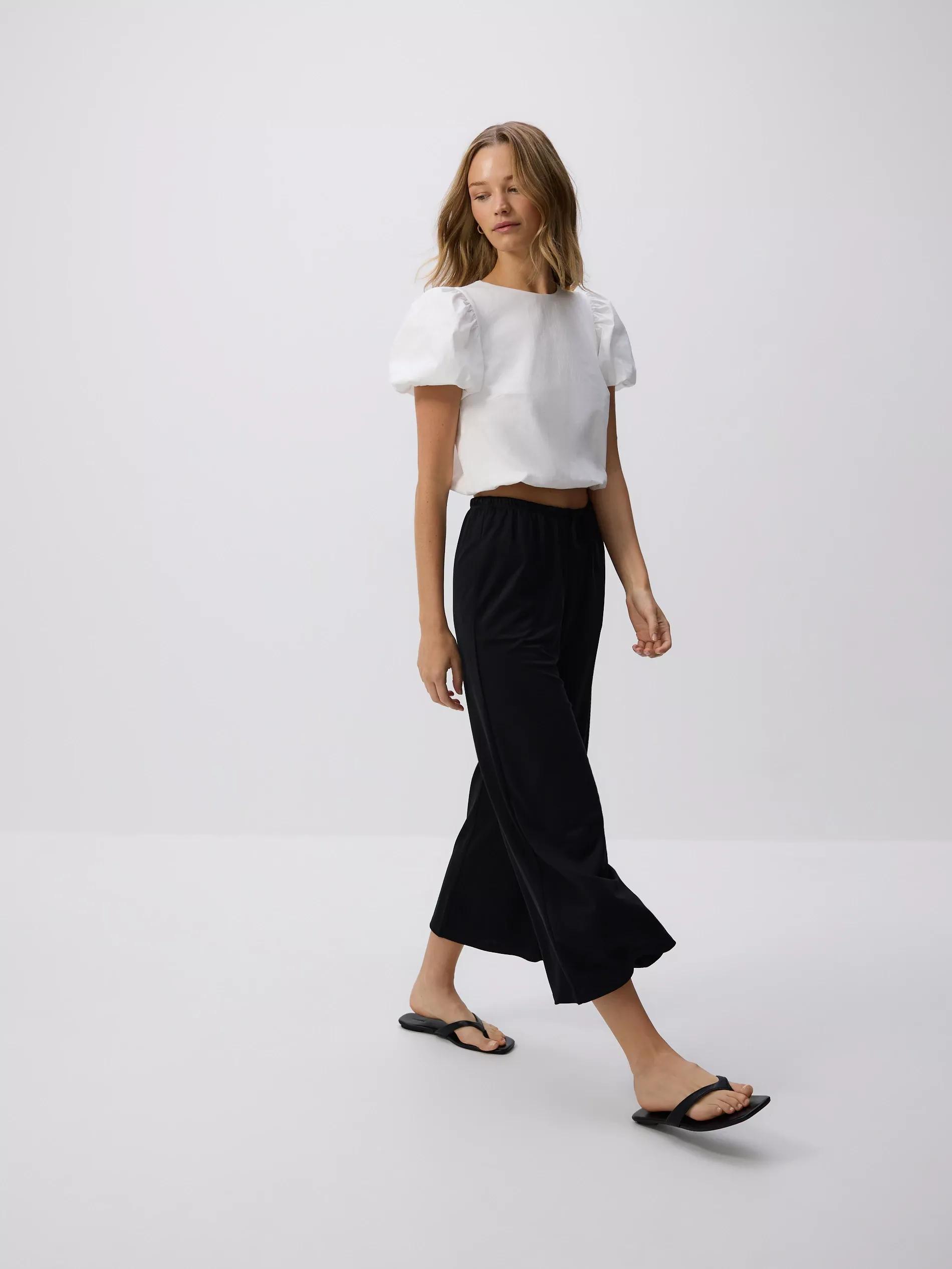 BLACK Wide-leg modal blend trousers, , large image number 1
