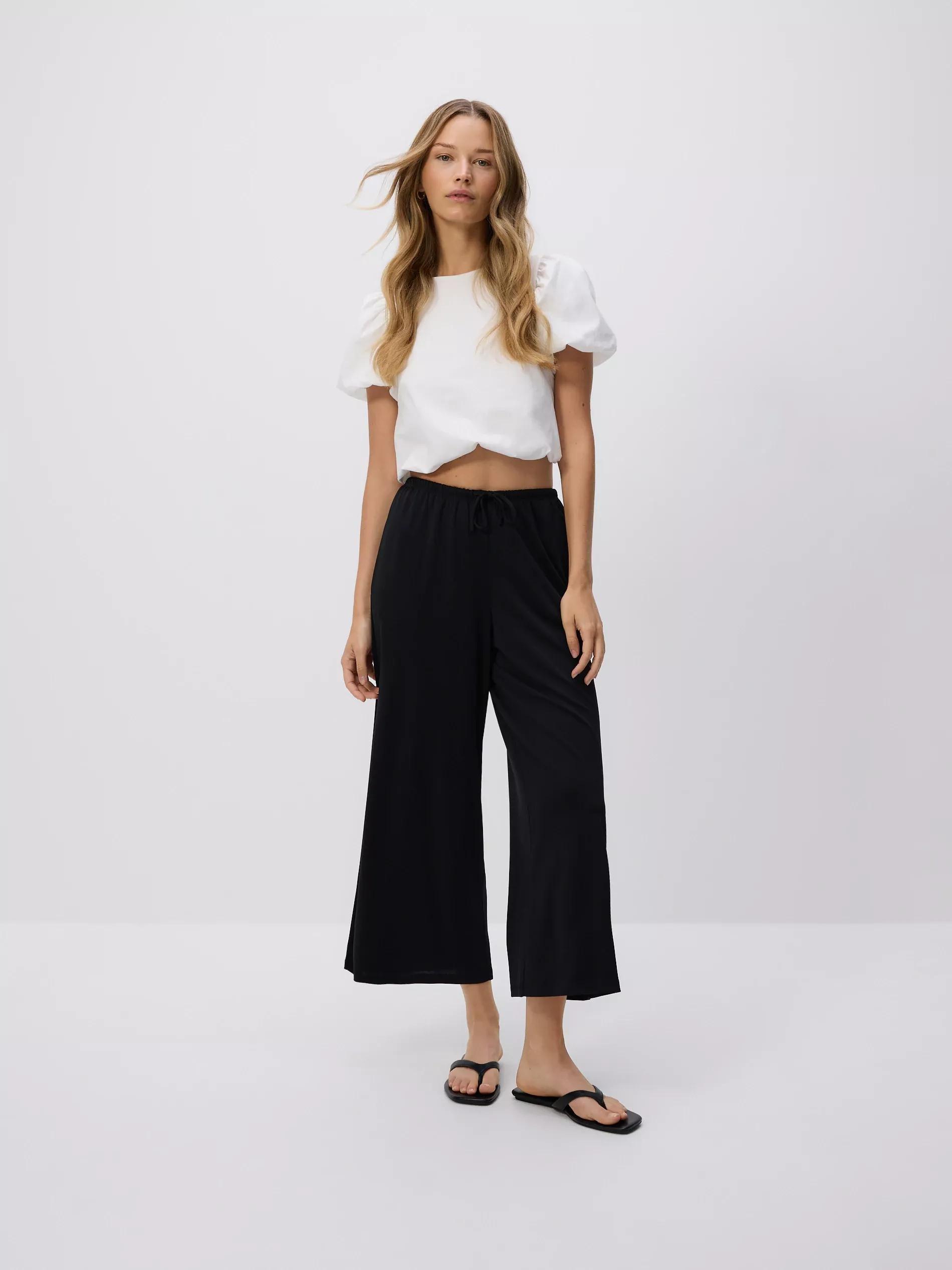BLACK Wide-leg modal blend trousers, , large image number 2