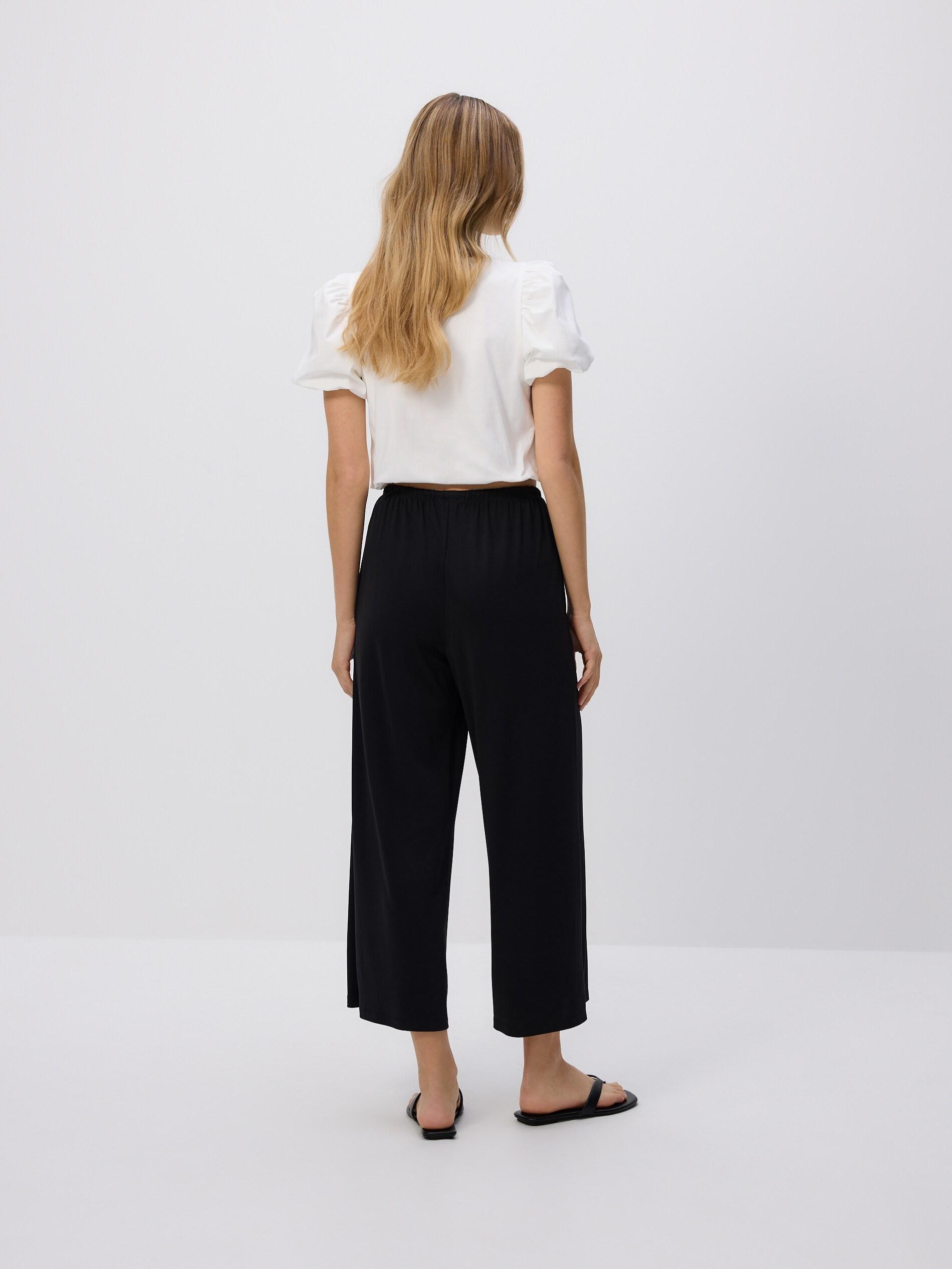 BLACK Wide-leg modal blend trousers, Black, large image number 3