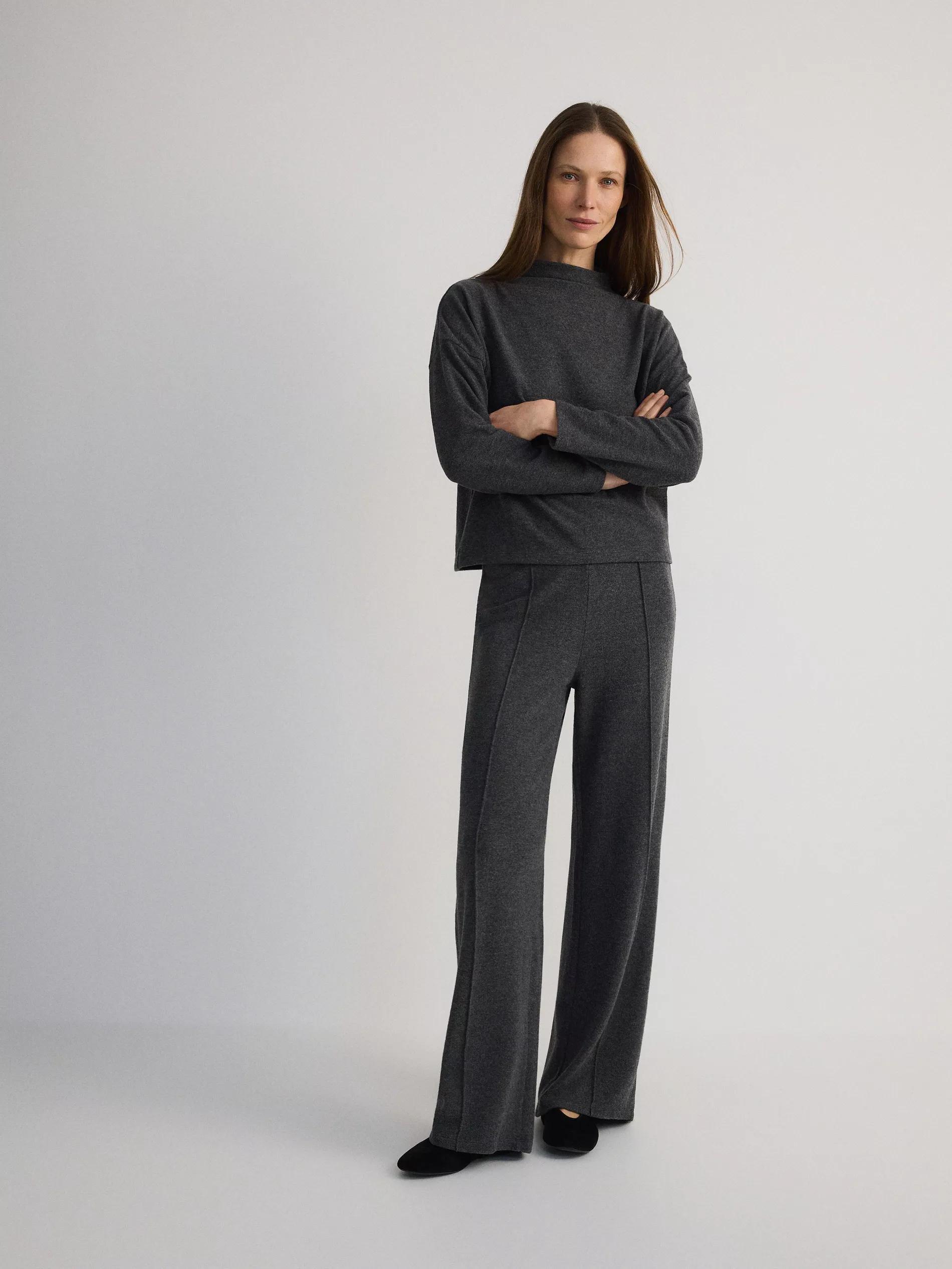 Grey Checked Formal Long Trousers, , large image number 1