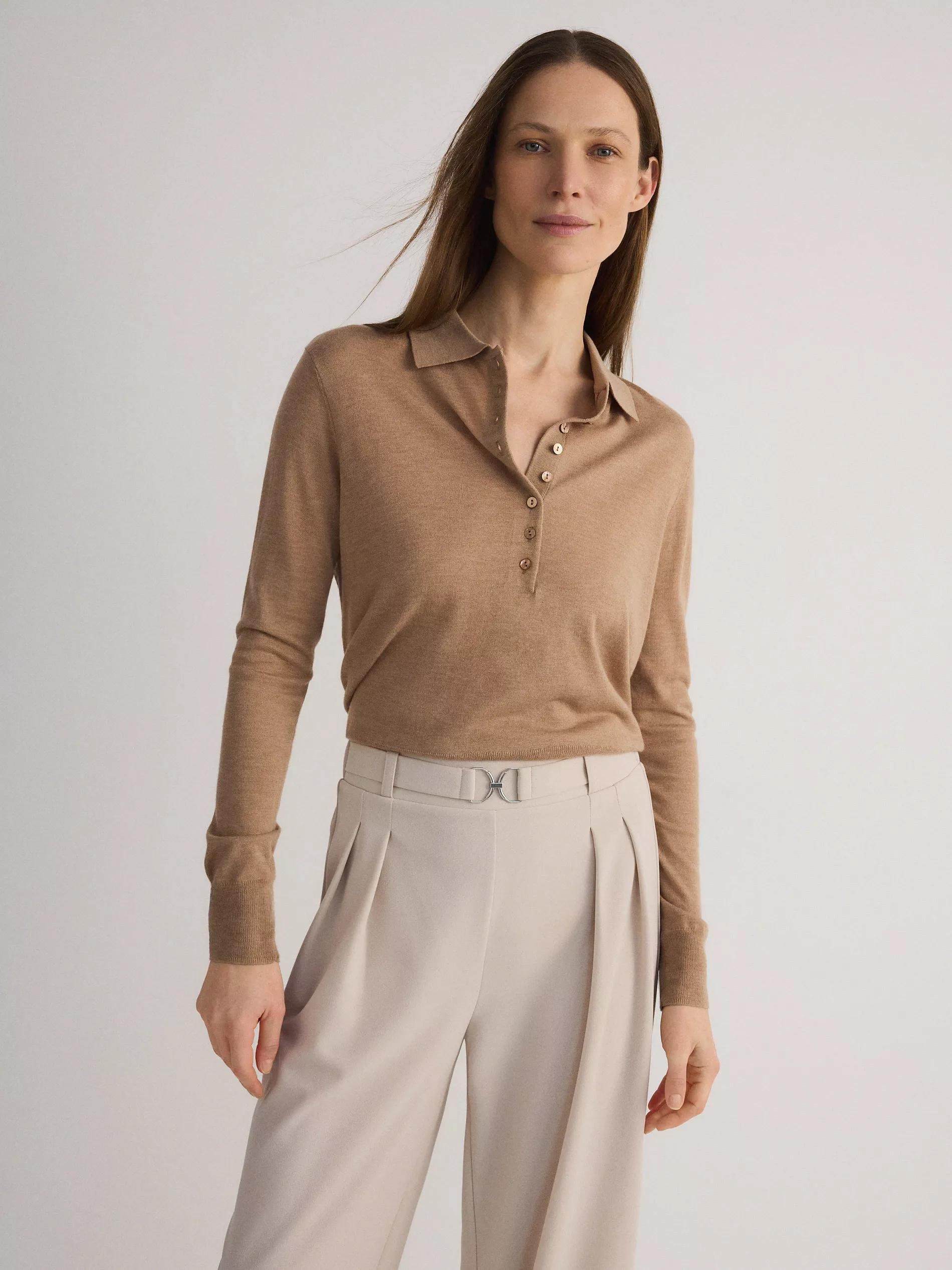 Beige Wide-Leg Trousers With Belt, , large image number 2