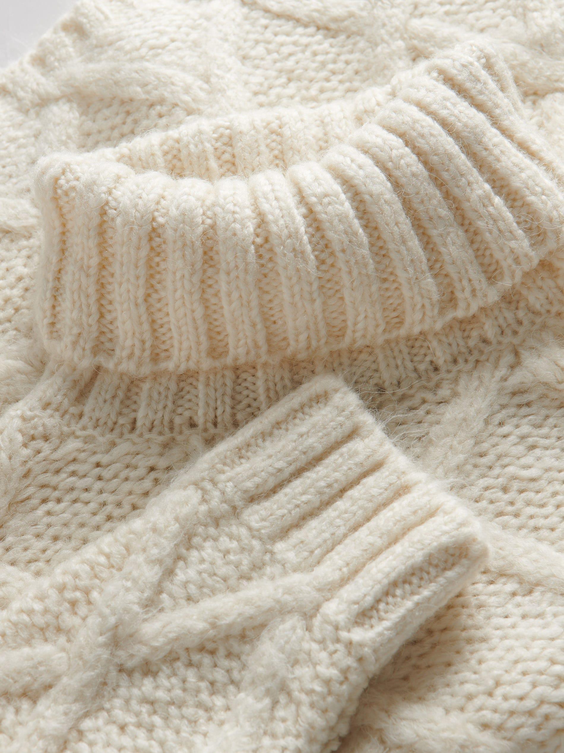 Cream Turtleneck Knitted Sweater, , large image number 5