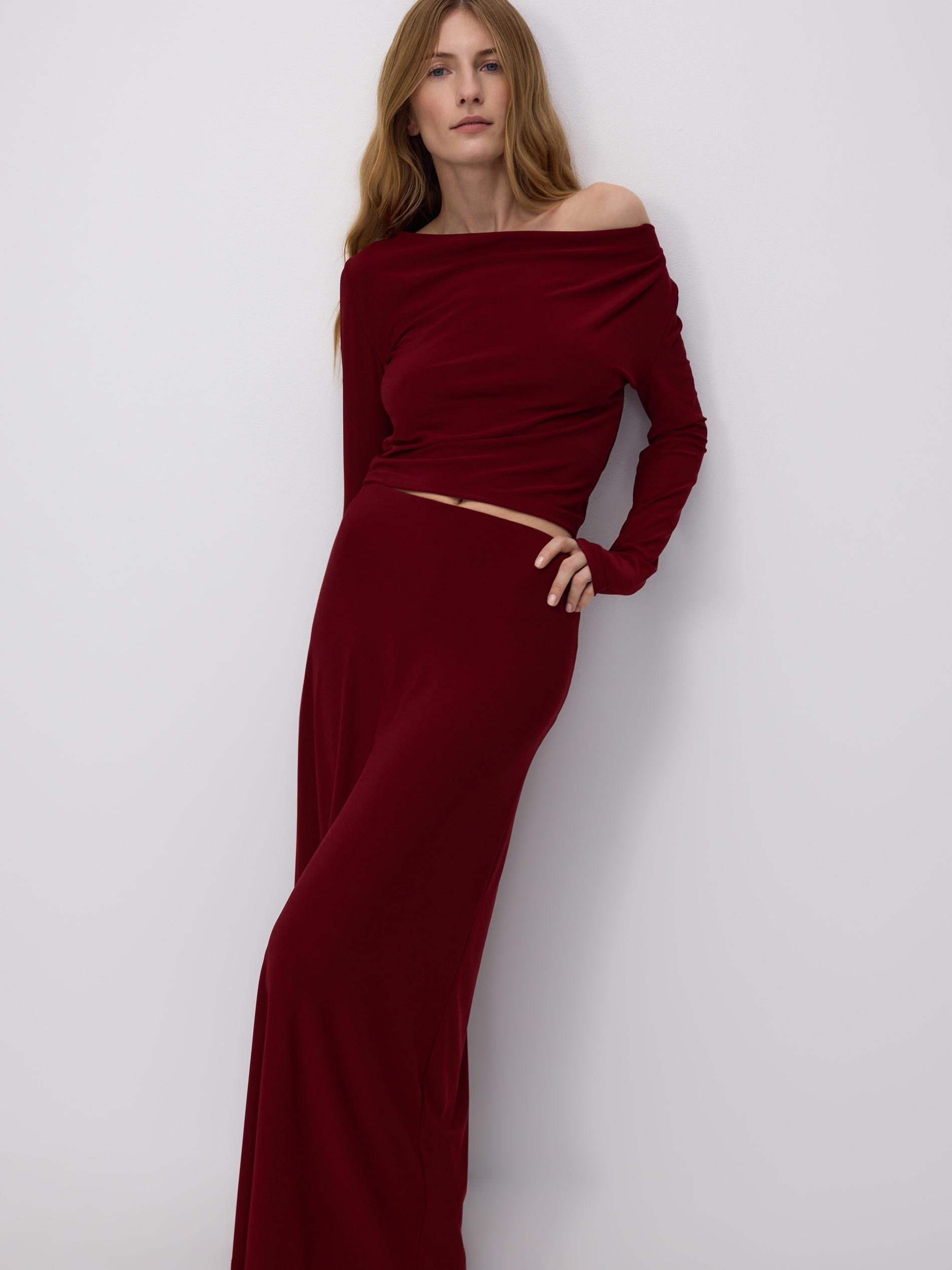 Red Ruffle Maxi Skirt, , large image number 0