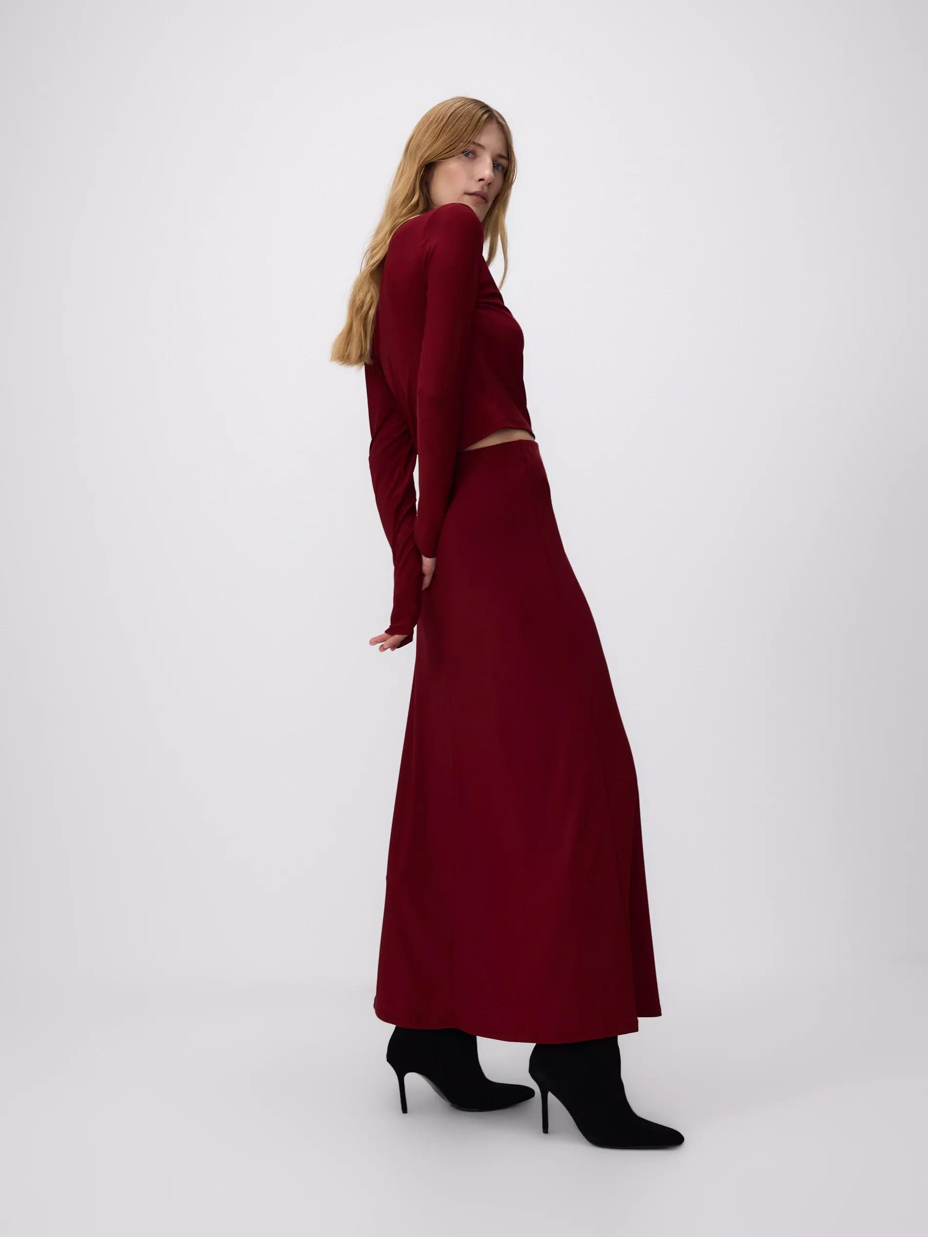 Red Ruffle Maxi Skirt, , large image number 1