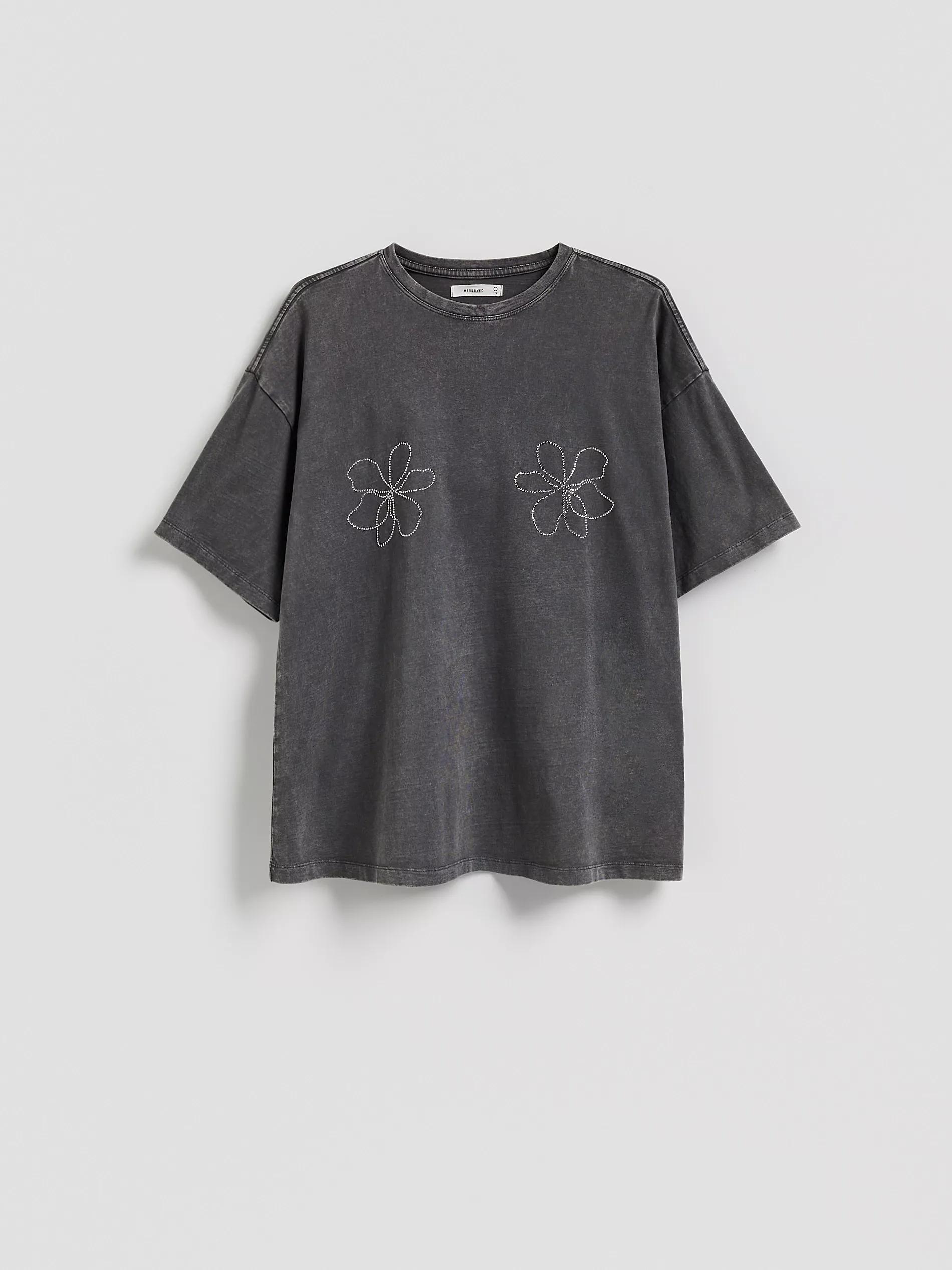Grey T-Shirt With Shiny Applique, Grey, large image number 7