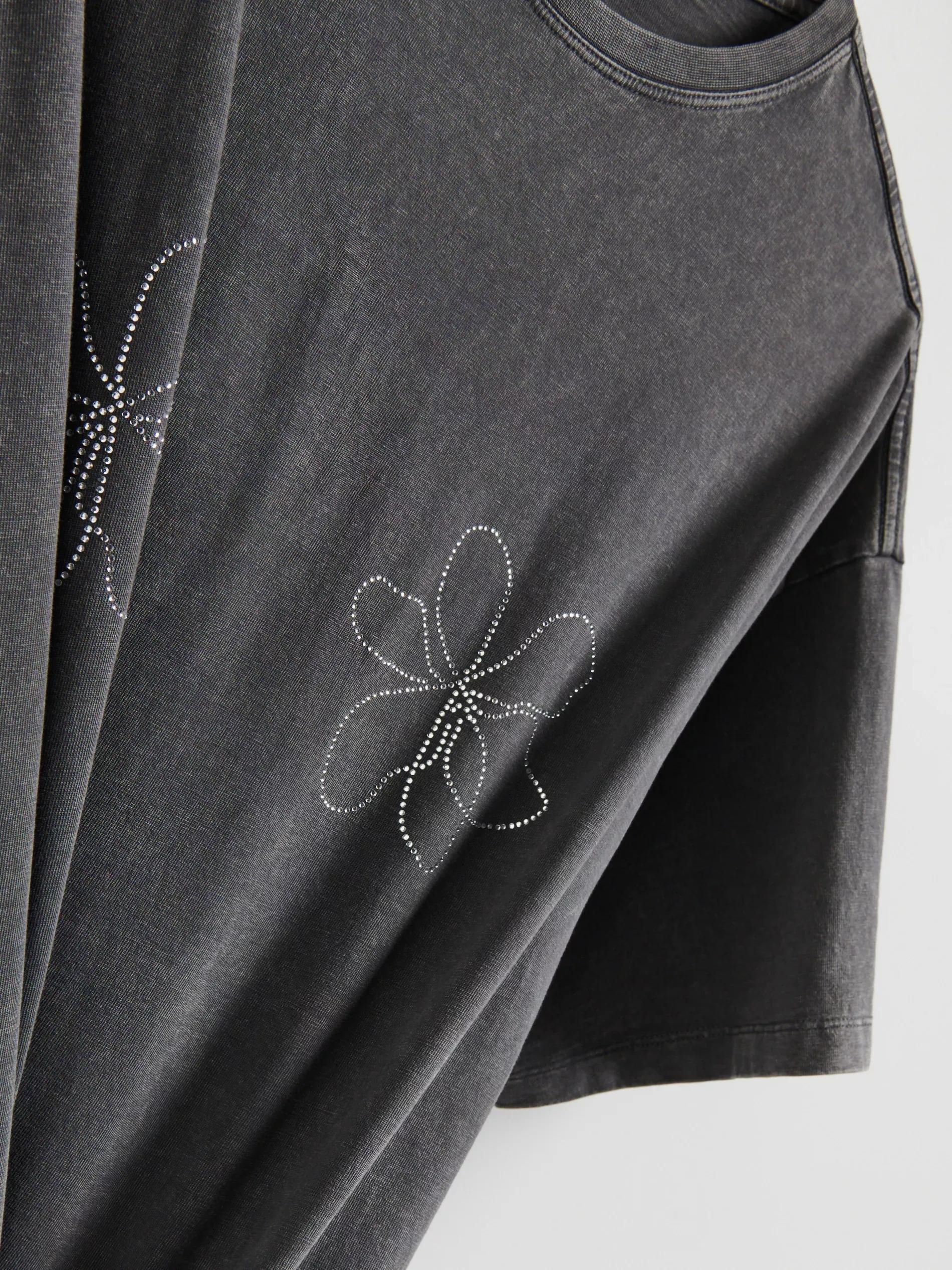 Grey T-Shirt With Shiny Applique, Grey, large image number 8